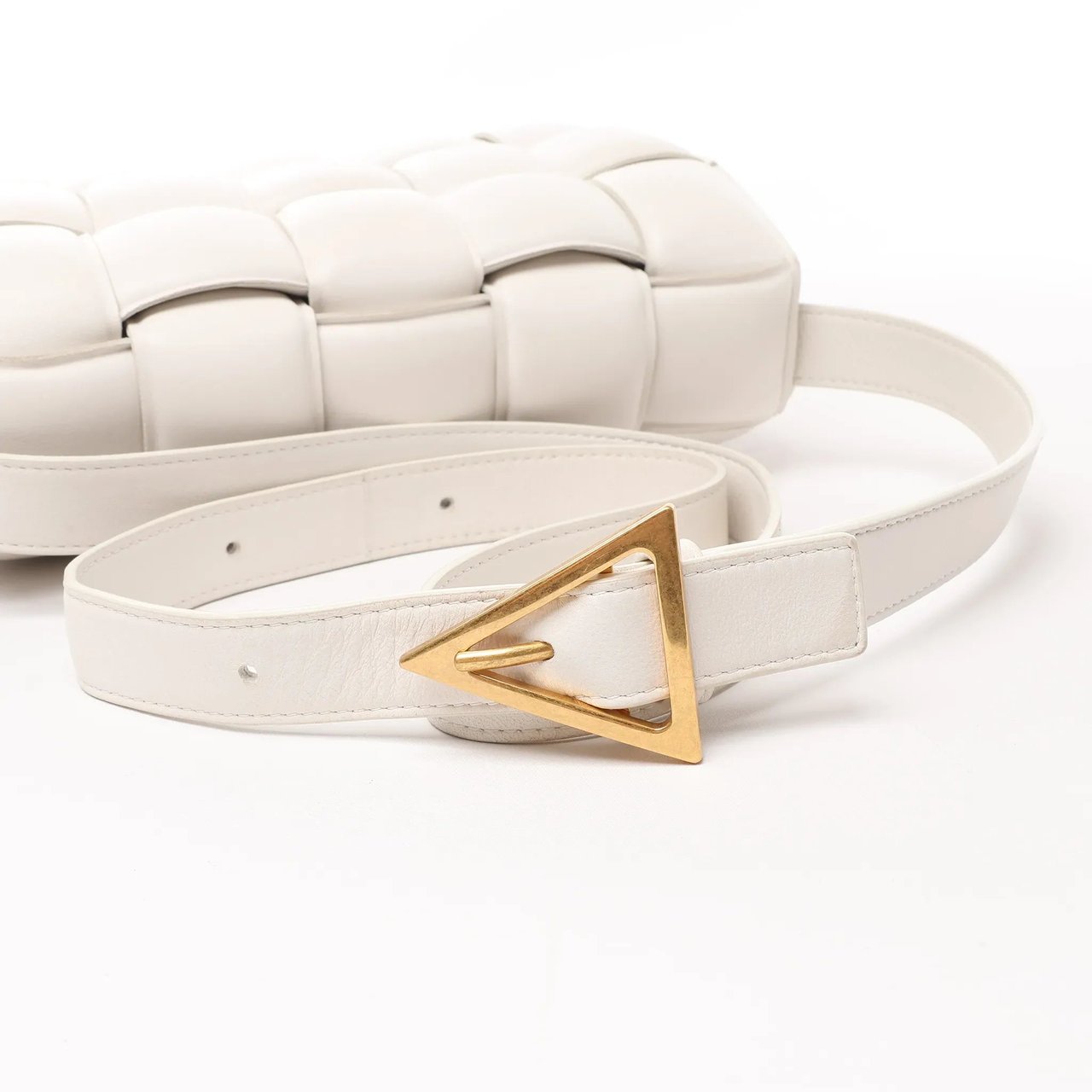 Bottega Veneta Bottega Veneta Padded Cassette Maxi Intrecciato Leather Shoulder Bag in Ecru Beige