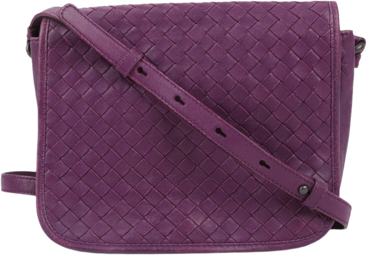 Bottega Veneta BOTTEGA VENETA Intrecciato Leather Shoulder Bag in Purple Paars