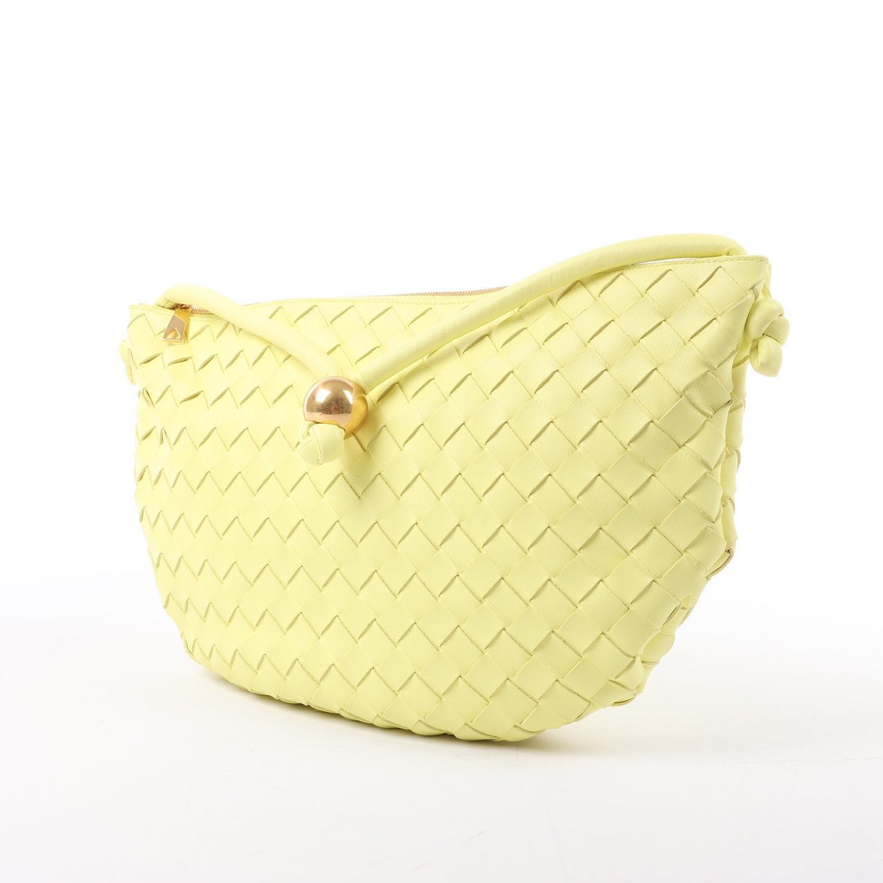Bottega Veneta Bottega Veneta Intrecciato Medium Turns Pouch Leather Shoulder bag in Yellow Geel