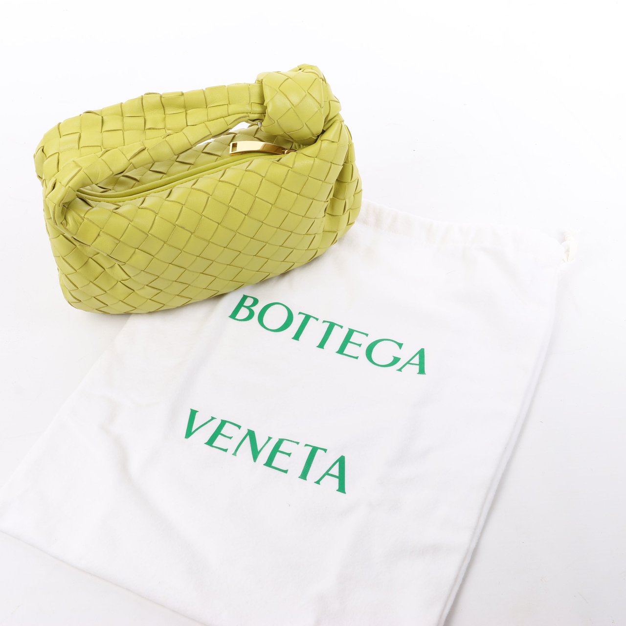 Bottega Veneta Bottega Veneta Intrecciato Mini Jodie Leather Handbag in Yellow-Green Groen