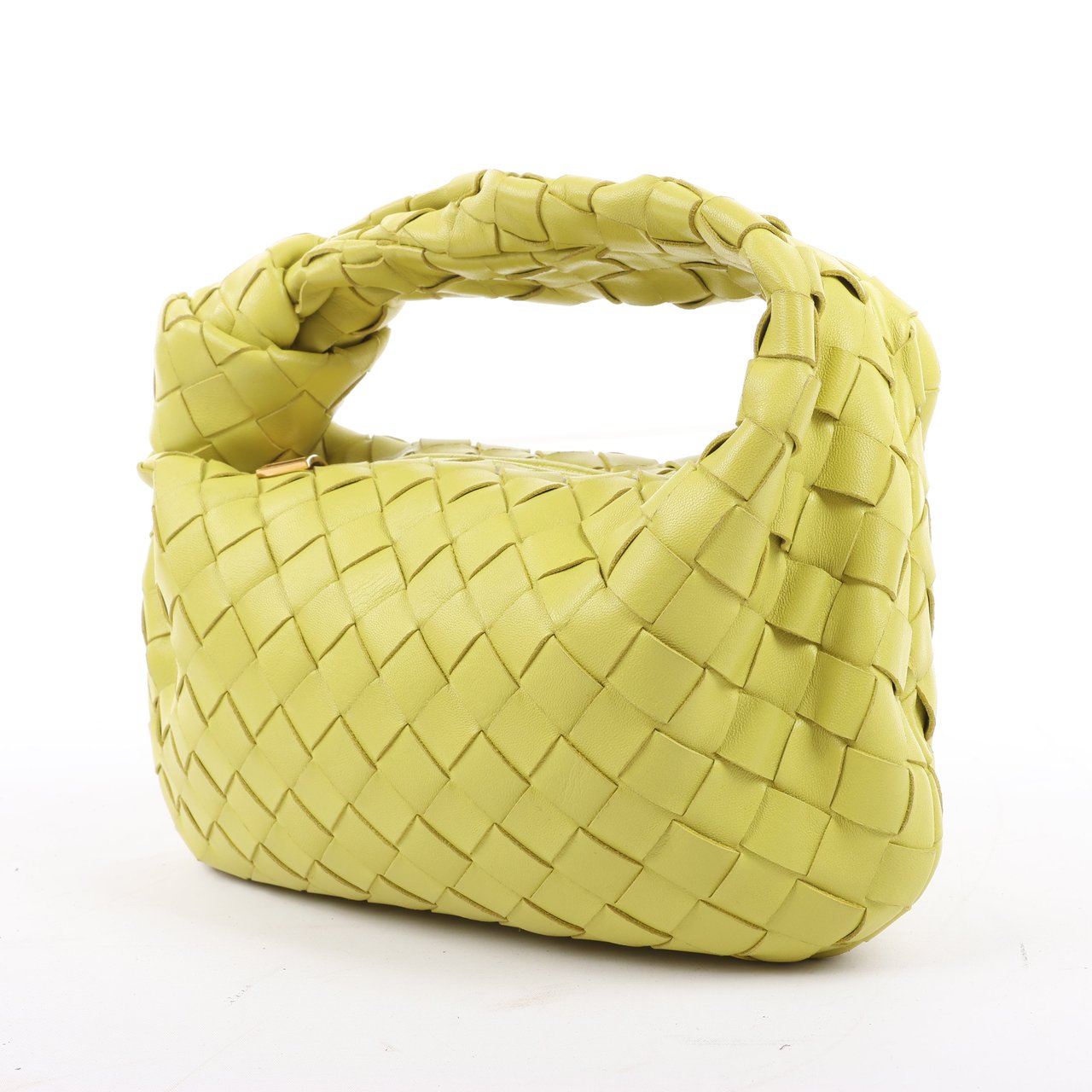Bottega Veneta Bottega Veneta Intrecciato Mini Jodie Leather Handbag in Yellow-Green Groen