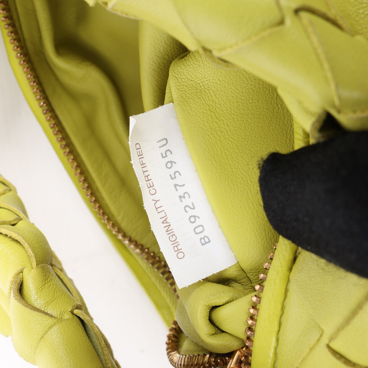 Bottega Veneta Bottega Veneta Intrecciato Mini Jodie Leather Handbag in Yellow-Green Groen