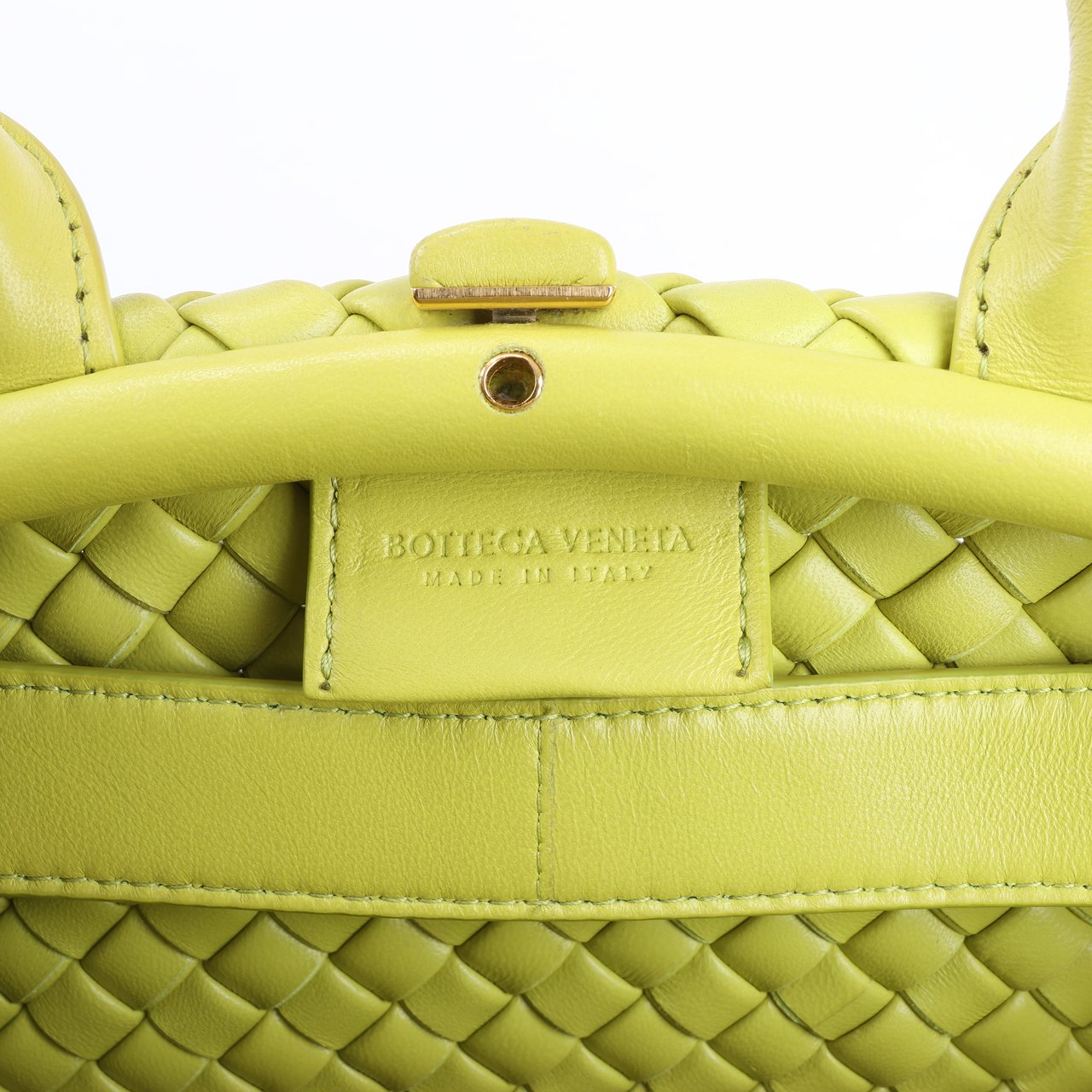 Bottega Veneta Bottega Veneta Intrecciato Small Leather 2Way Handbag in Yellowish Green Groen