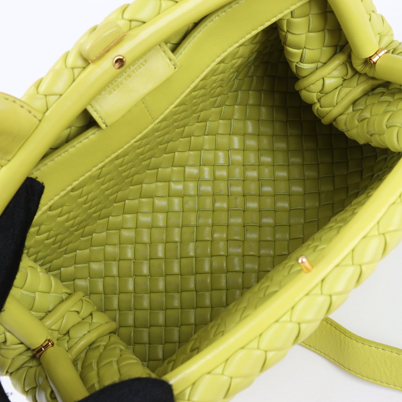 Bottega Veneta Bottega Veneta Intrecciato Small Leather 2Way Handbag in Yellowish Green Groen