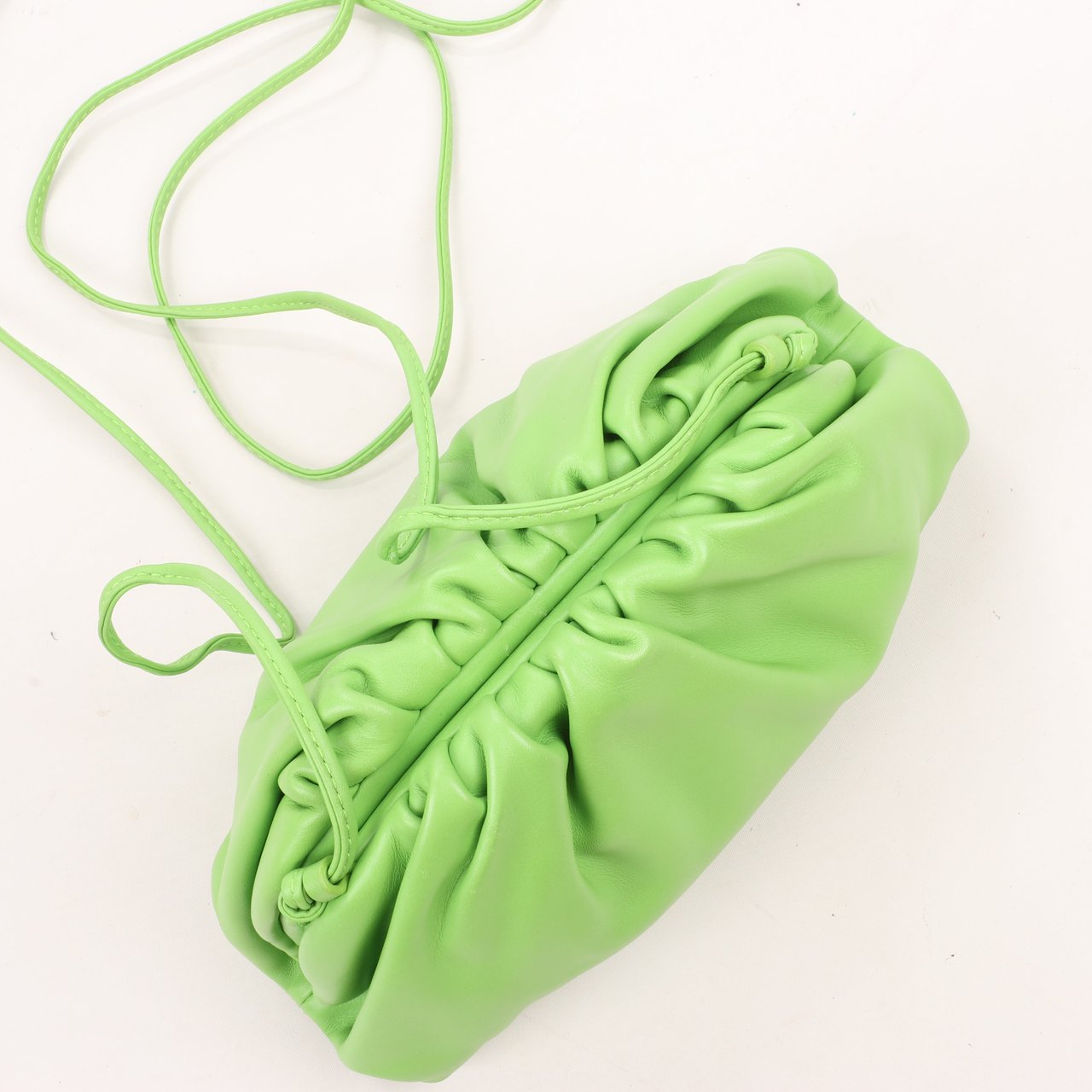 Bottega Veneta Bottega Veneta Mini The Pouch Leather Crossbody bag in Acid Green Groen