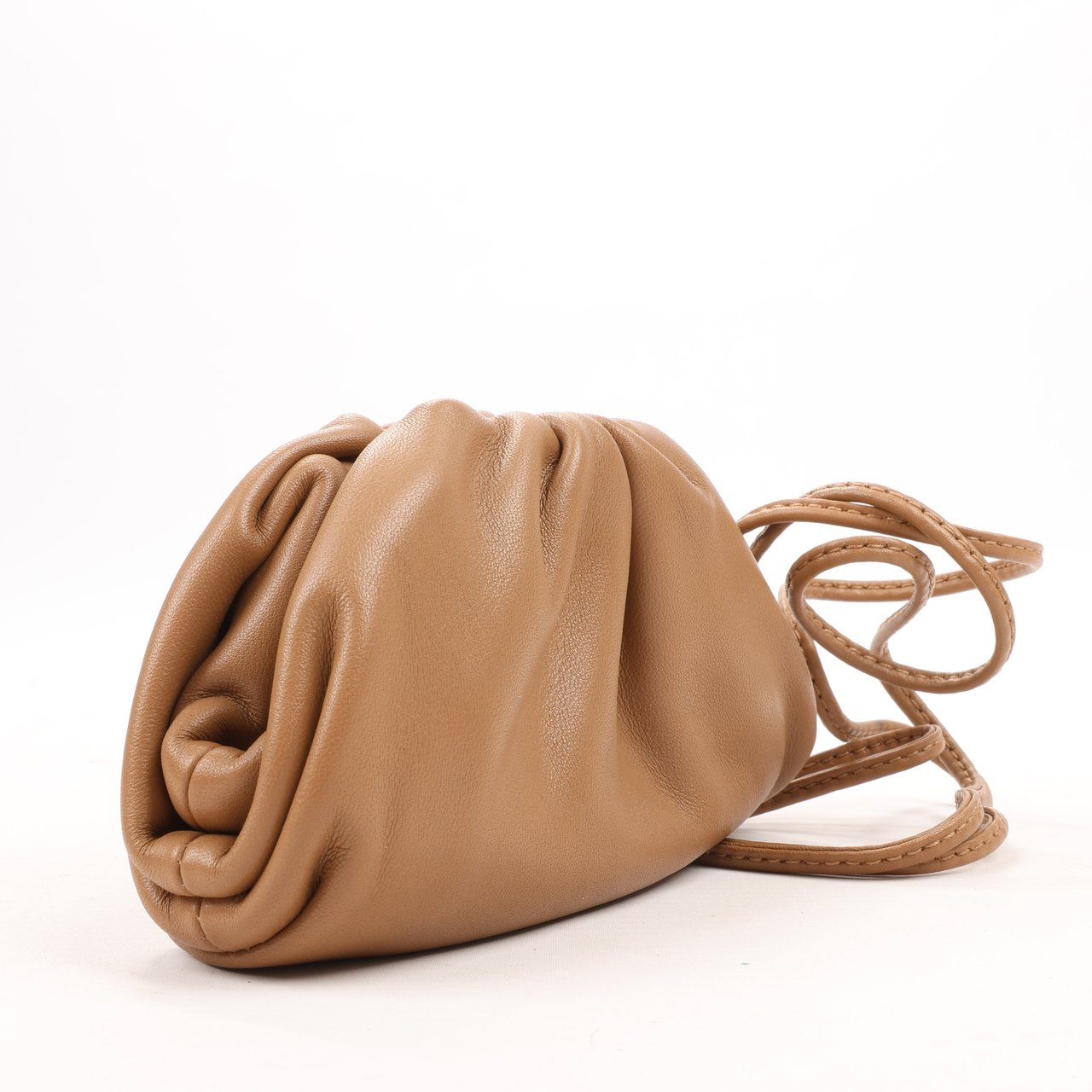 Bottega Veneta Bottega Veneta Micro The Pouch Leather Crossbody bag in Almond Bruin