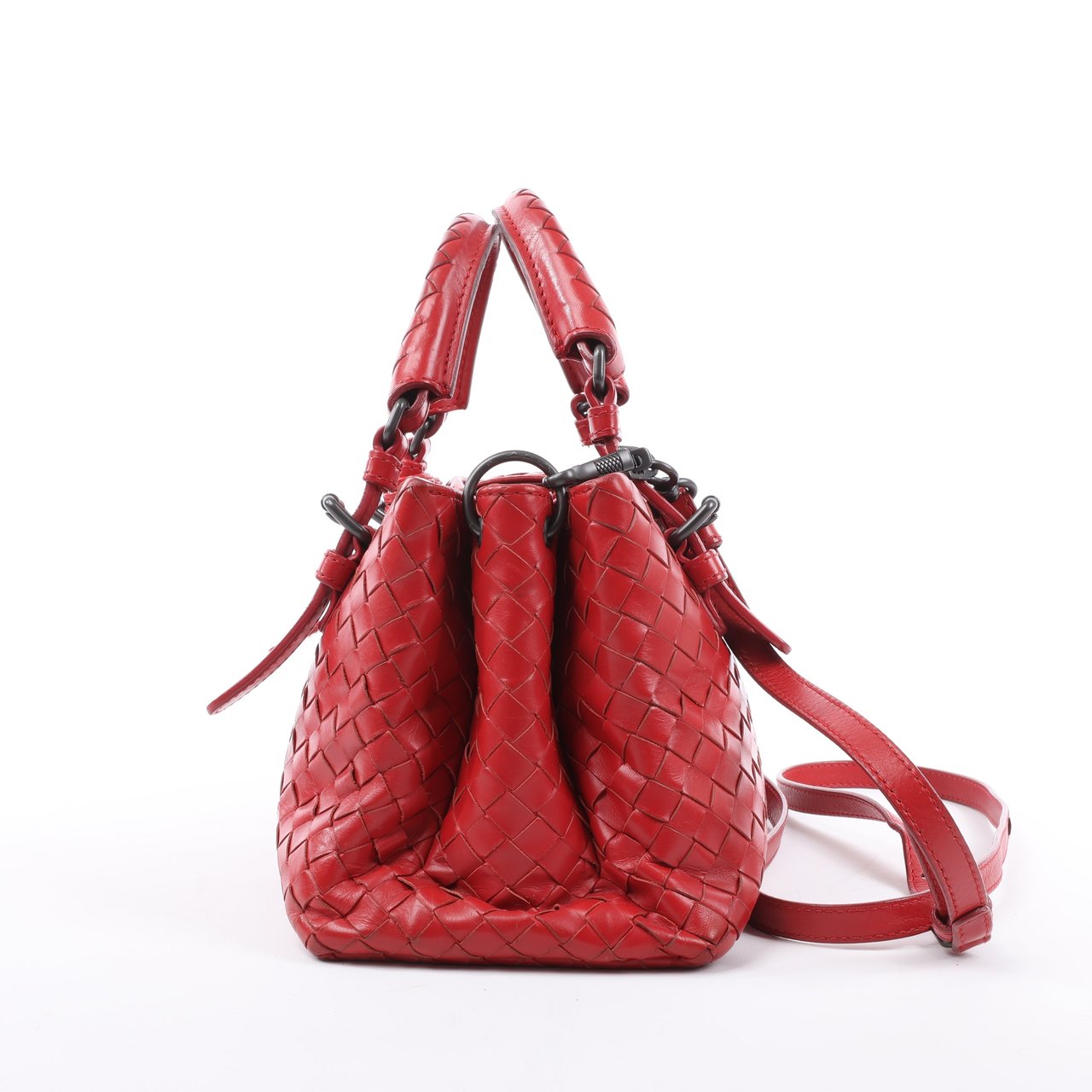 Bottega Veneta Bottega Veneta Intrecciato Roma Leather Handbag in Red Rood