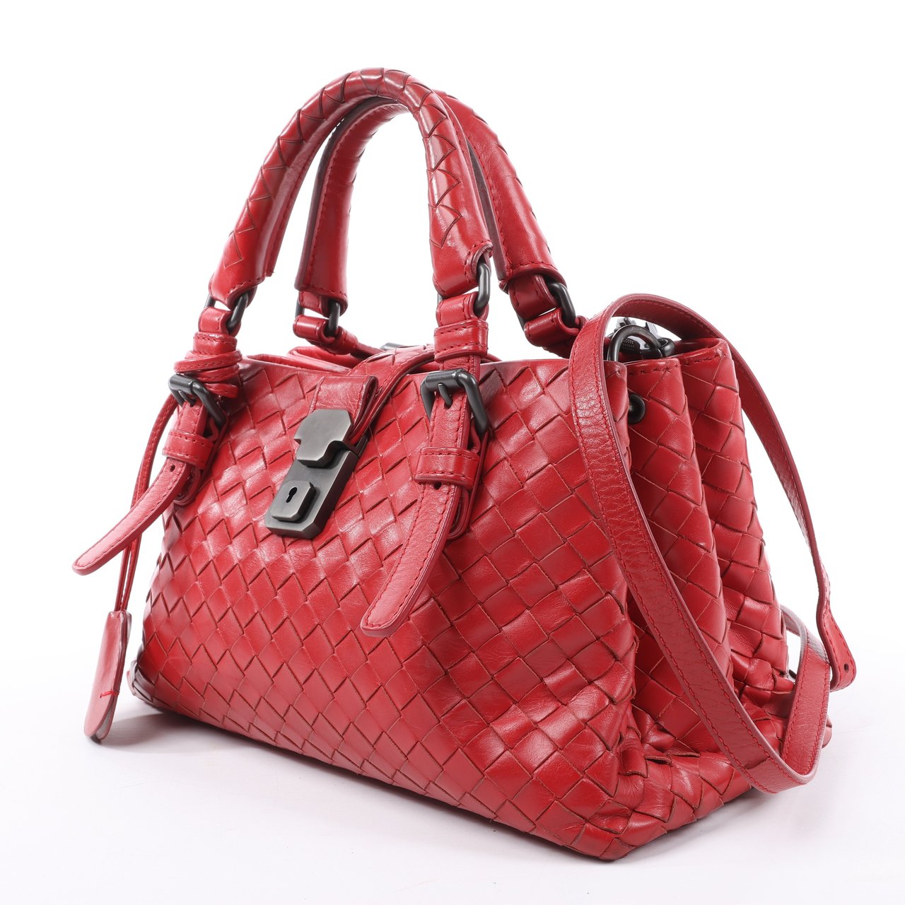 Bottega Veneta Bottega Veneta Intrecciato Roma Leather Handbag in Red Rood