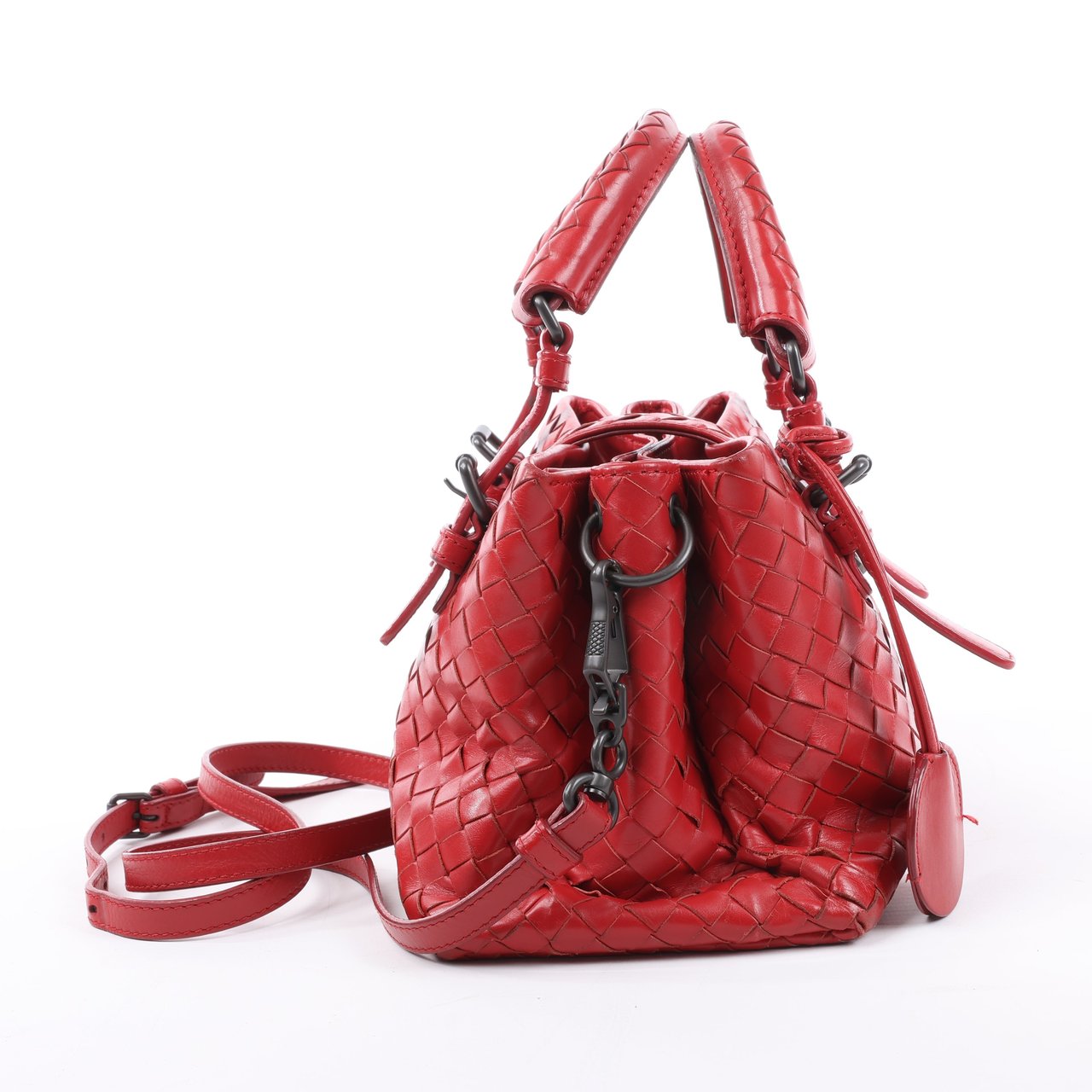 Bottega Veneta Bottega Veneta Intrecciato Roma Leather Handbag in Red Rood
