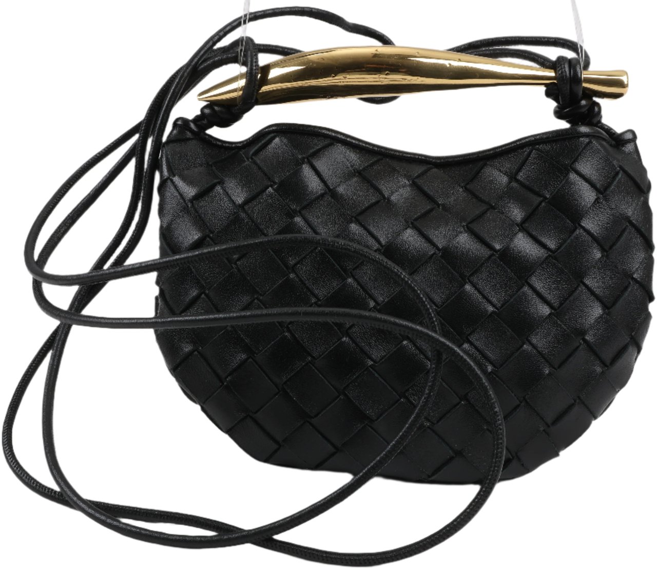 Bottega Veneta Bottega Veneta Intrecciato Sardines Leather Shoulder Bag in Black Zwart