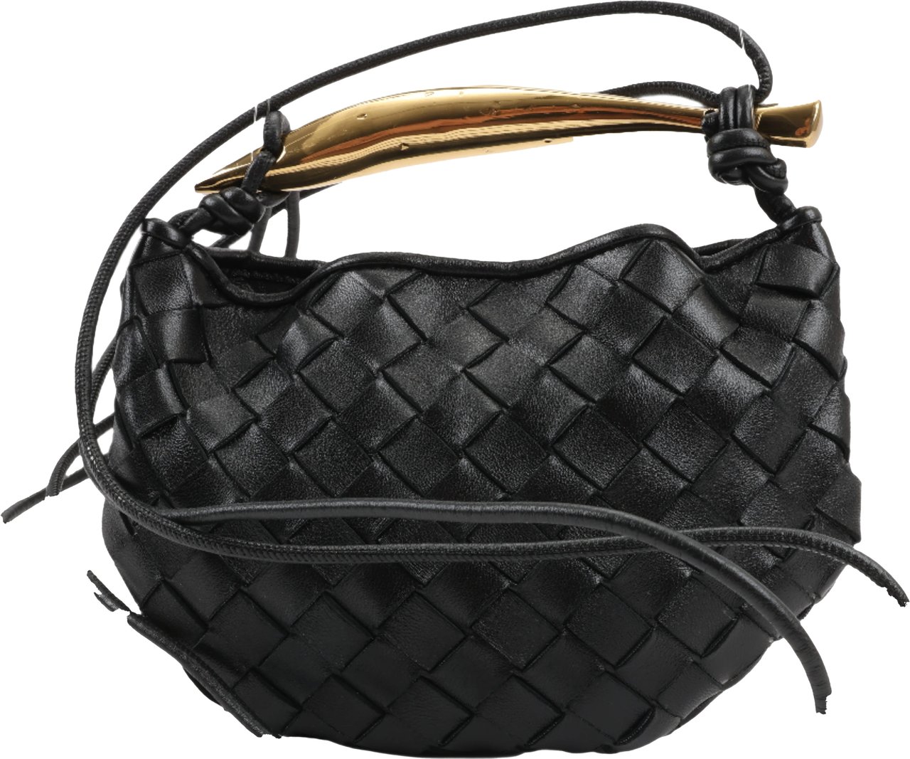 Bottega Veneta Bottega Veneta Intrecciato Sardines Leather Shoulder Bag in Black Zwart
