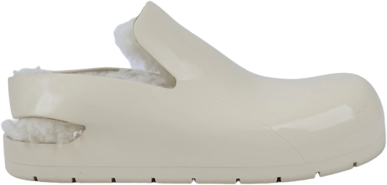 Bottega Veneta Bottega Veneta Puddle Shearling Cozy Matt Rubber Low Top Shoes in Ivory Beige