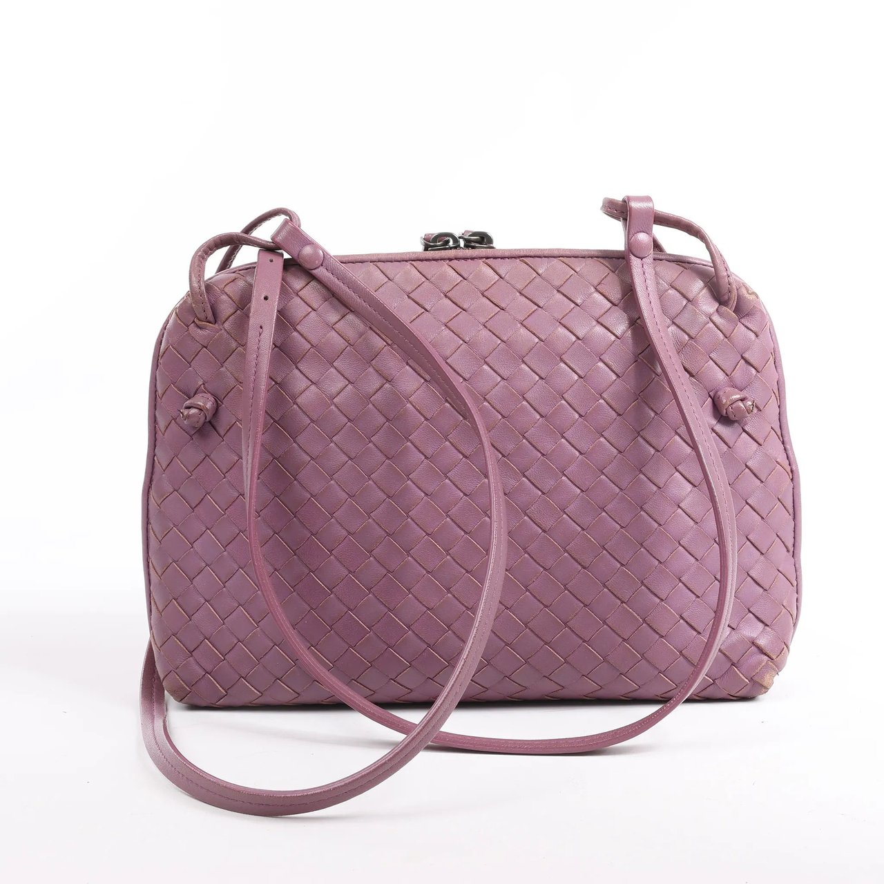 Bottega Veneta Bottega Veneta Nodini Intrecciato Leather Crossbody Bag in Purple Paars