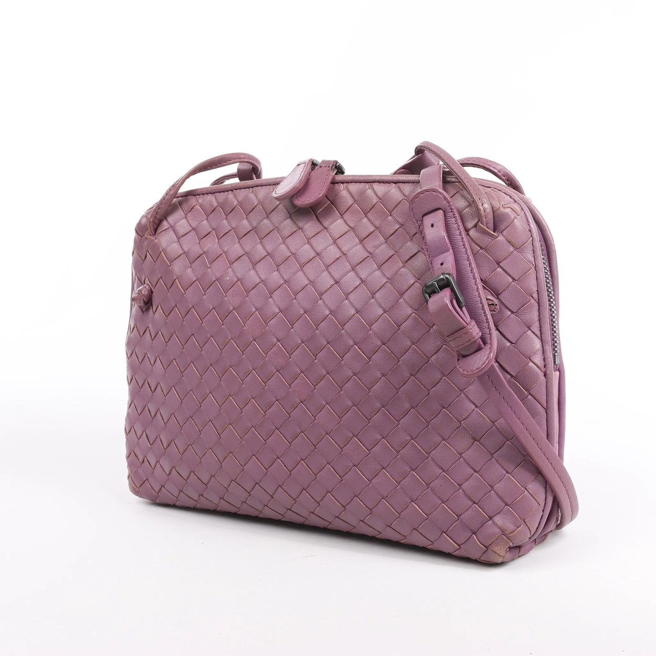 Bottega Veneta Bottega Veneta Nodini Intrecciato Leather Crossbody Bag in Purple Paars