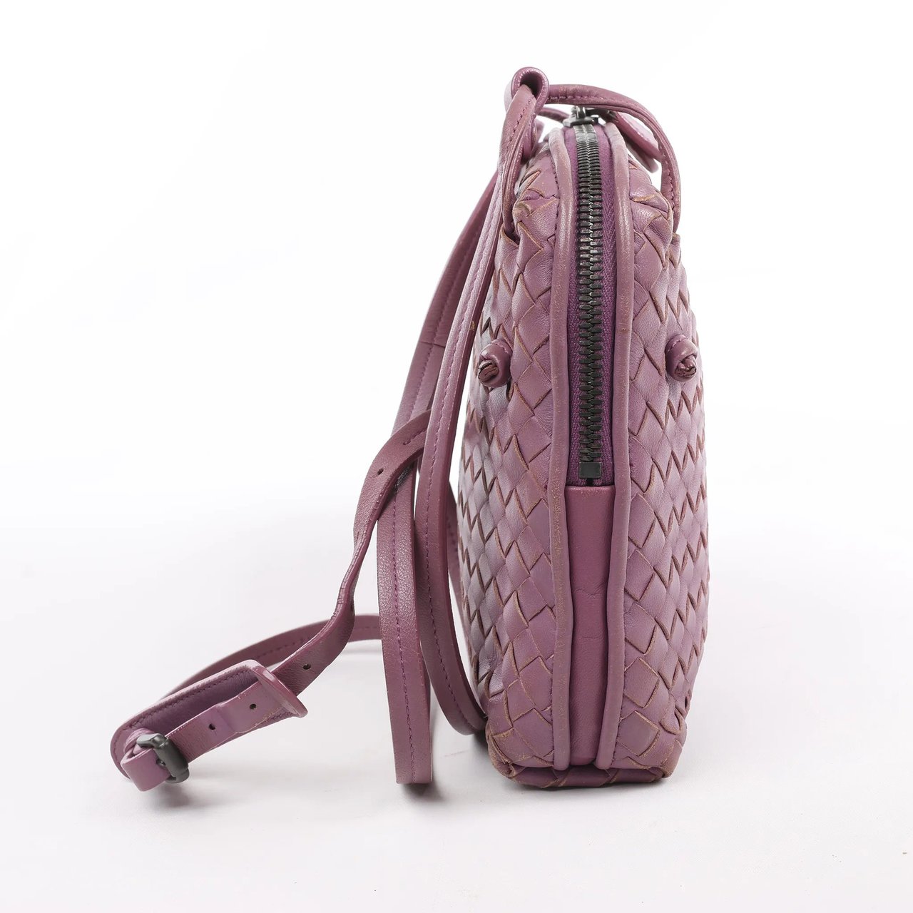 Bottega Veneta Bottega Veneta Nodini Intrecciato Leather Crossbody Bag in Purple Paars