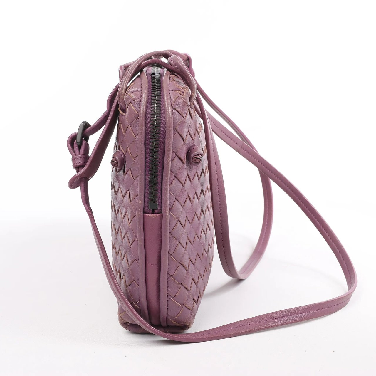 Bottega Veneta Bottega Veneta Nodini Intrecciato Leather Crossbody Bag in Purple Paars
