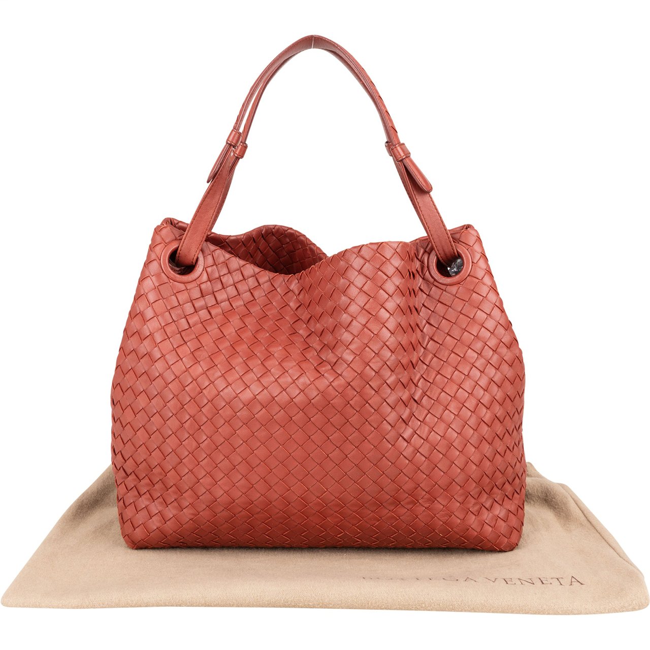 Bottega Veneta Bottega Veneta Intrecciato Leather Garda Handbag Rood