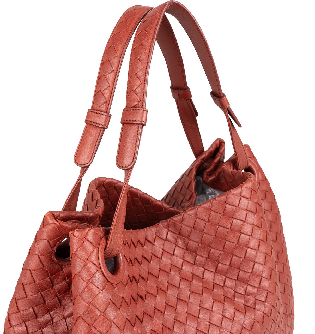 Bottega Veneta Bottega Veneta Intrecciato Leather Garda Handbag Rood