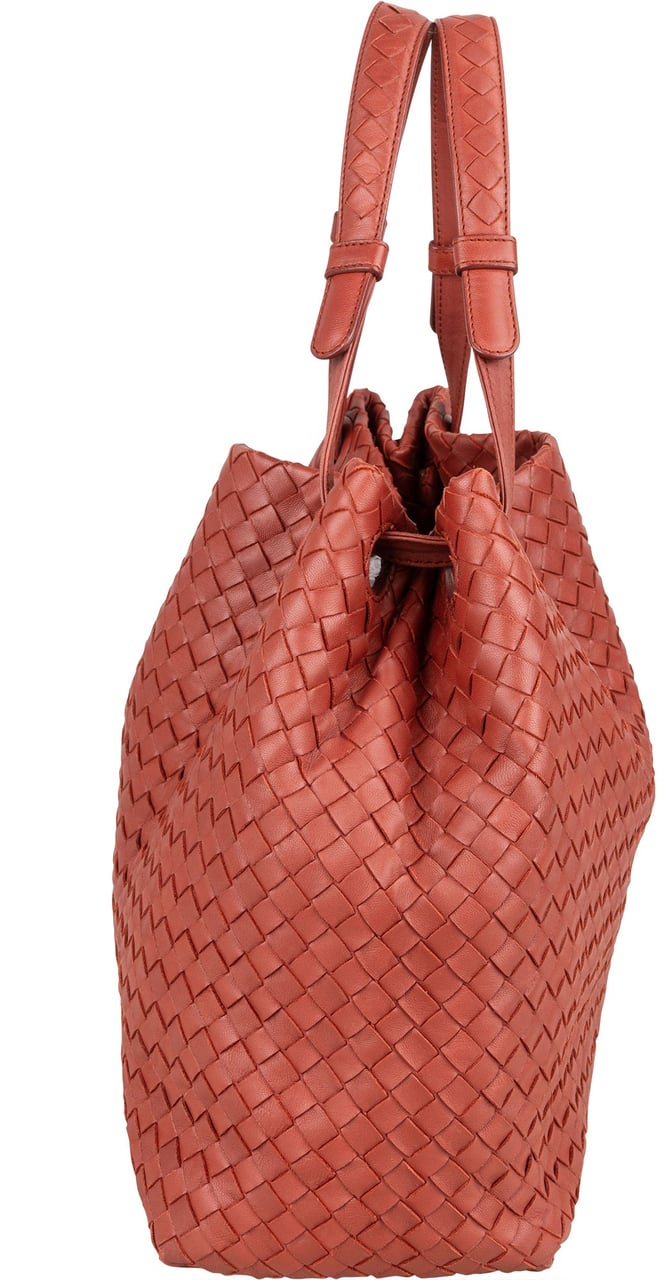 Bottega Veneta Bottega Veneta Intrecciato Leather Garda Handbag Rood
