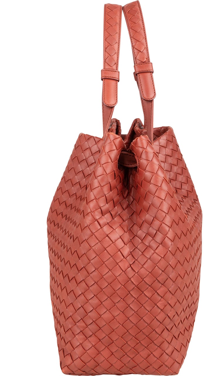 Bottega Veneta Bottega Veneta Intrecciato Leather Garda Handbag Rood