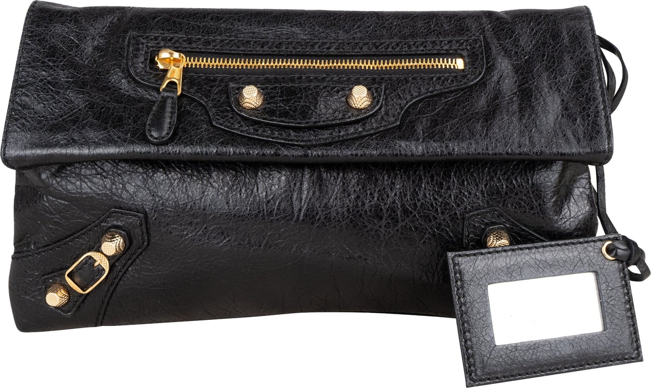 Bottega Veneta Bottega Veneta Black Leather City Clutch Zwart