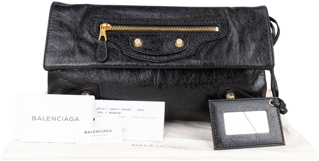Bottega Veneta Bottega Veneta Black Leather City Clutch Zwart