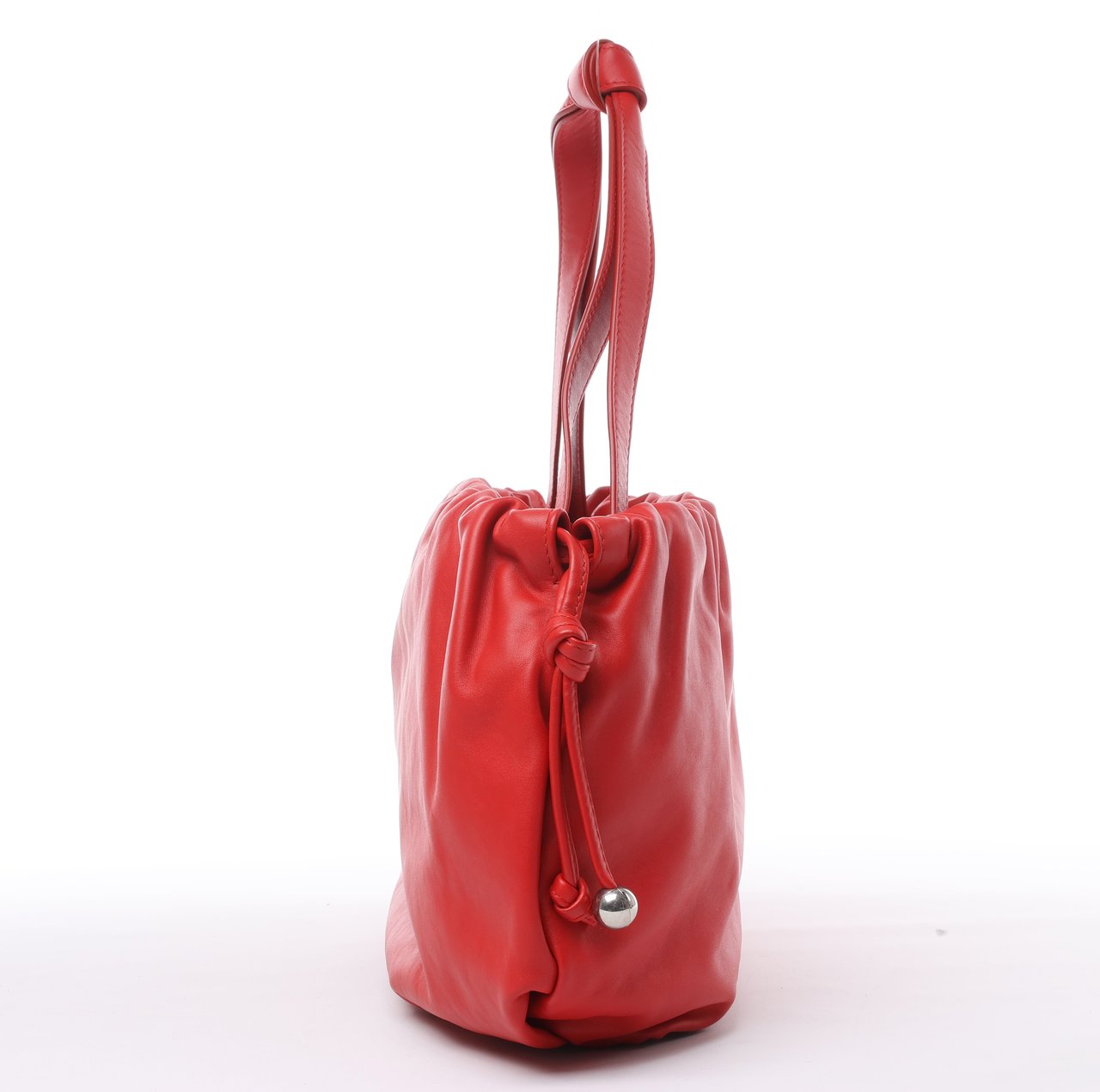 Bottega Veneta Bottega Veneta Bulb Smooth Leather Shoulder Bag in Red Rood