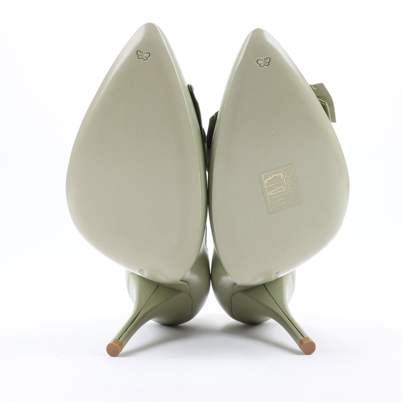 Bottega Veneta Bottega Veneta Leather Pumps Light Green Ribbon in Size 41 EU Groen