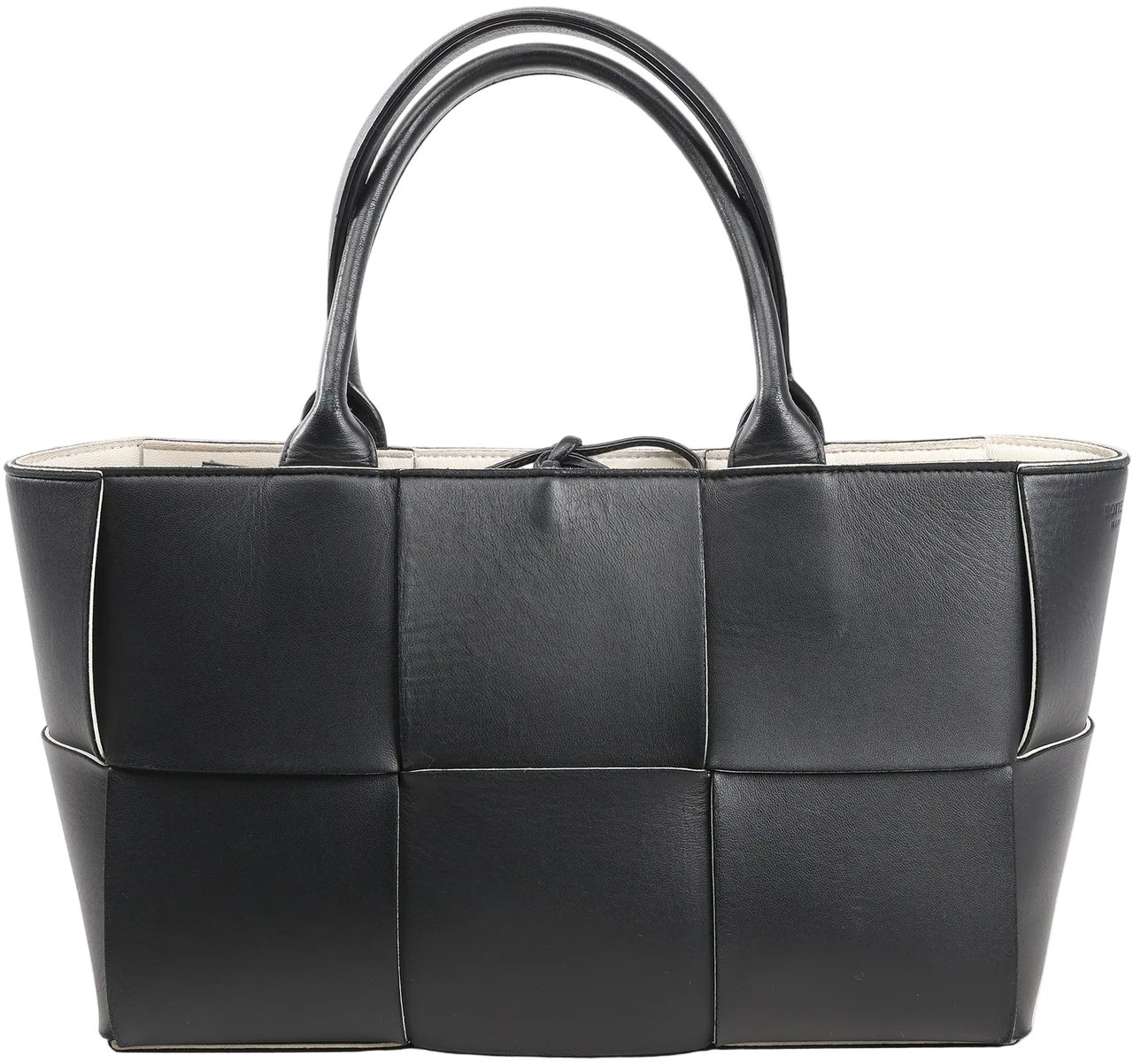 Bottega Veneta Bottega Veneta The Arco Maxi Intrecciato Leather Handbag in Black Zwart