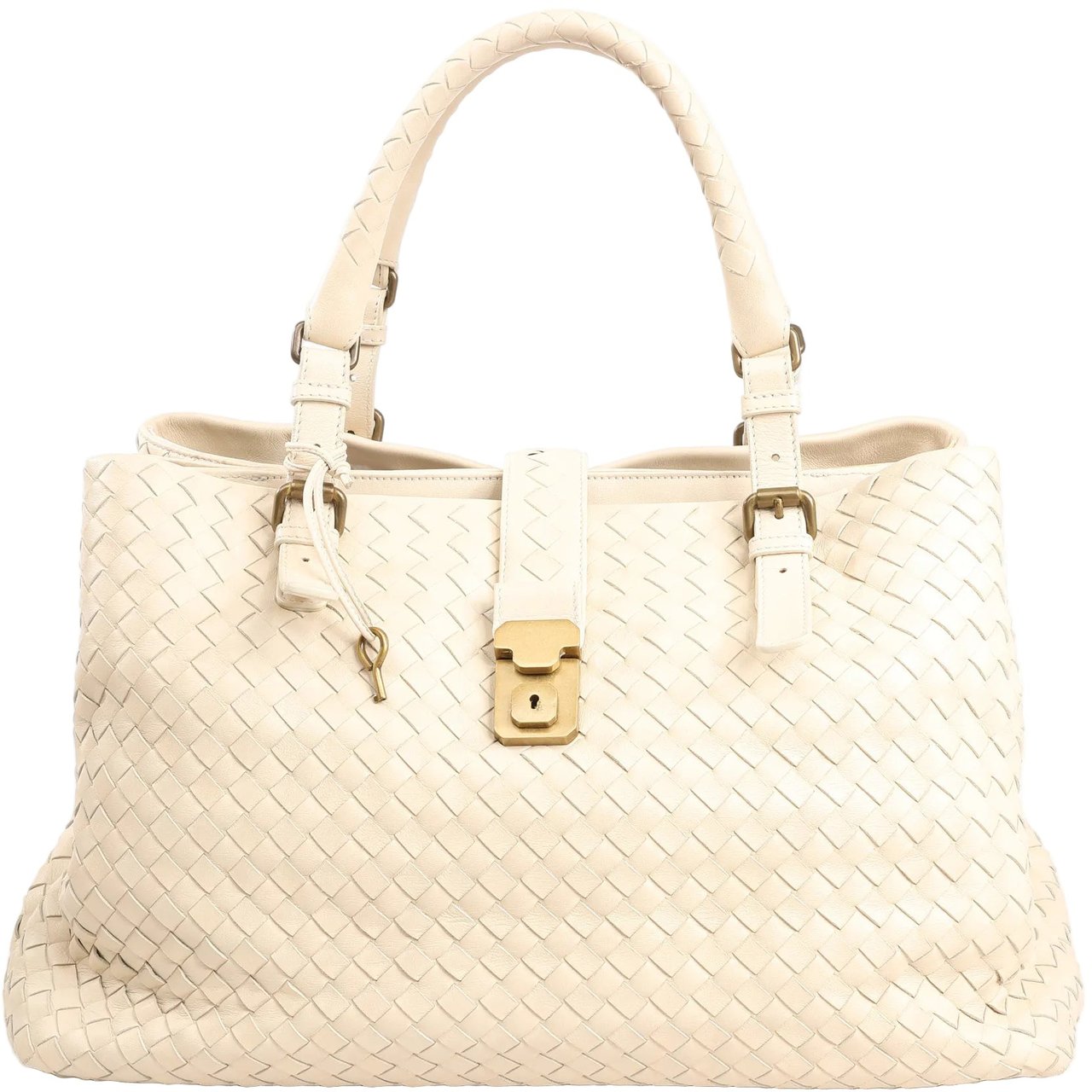 Bottega Veneta Bottega Veneta Intrecciato Roma Leather Handbag in Beige 171265 Beige