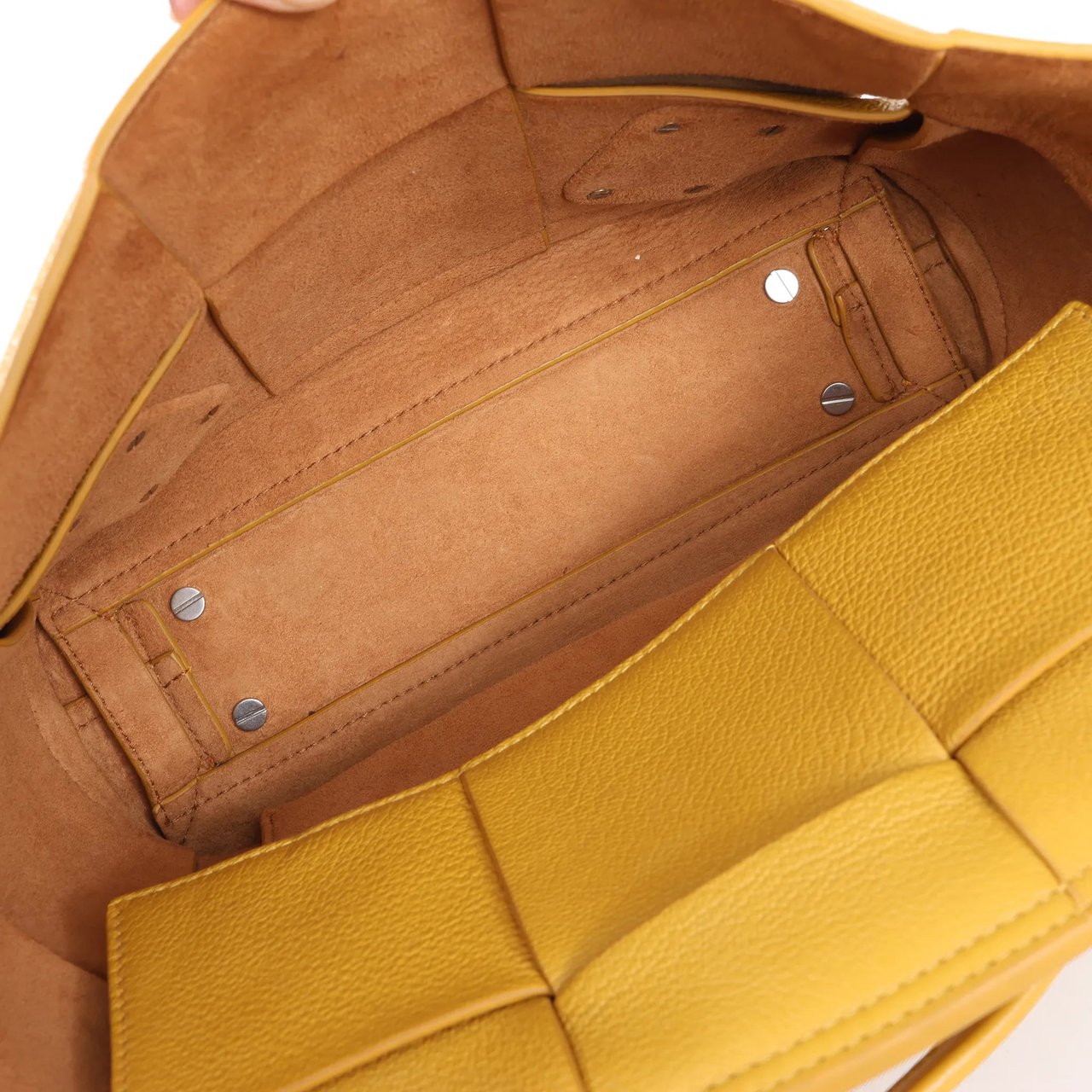 Bottega Veneta Bottega Veneta Mini Arco Maxi Intrecciato Leather Handbag in Yellow Geel