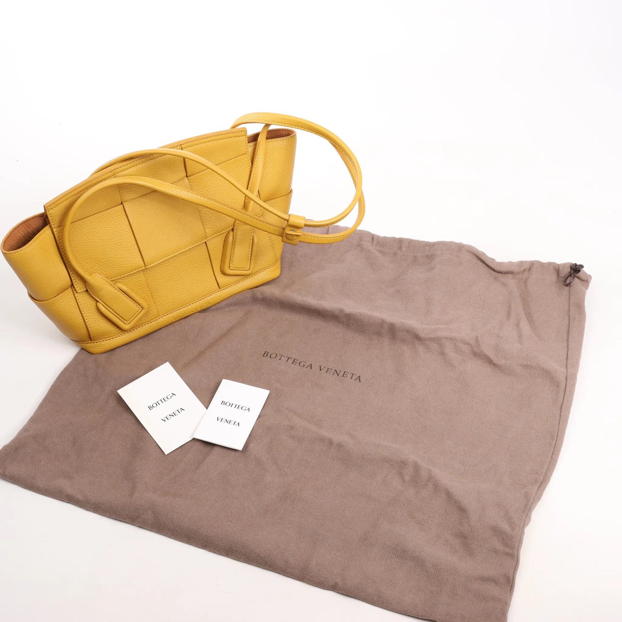 Bottega Veneta Bottega Veneta Mini Arco Maxi Intrecciato Leather Handbag in Yellow Geel