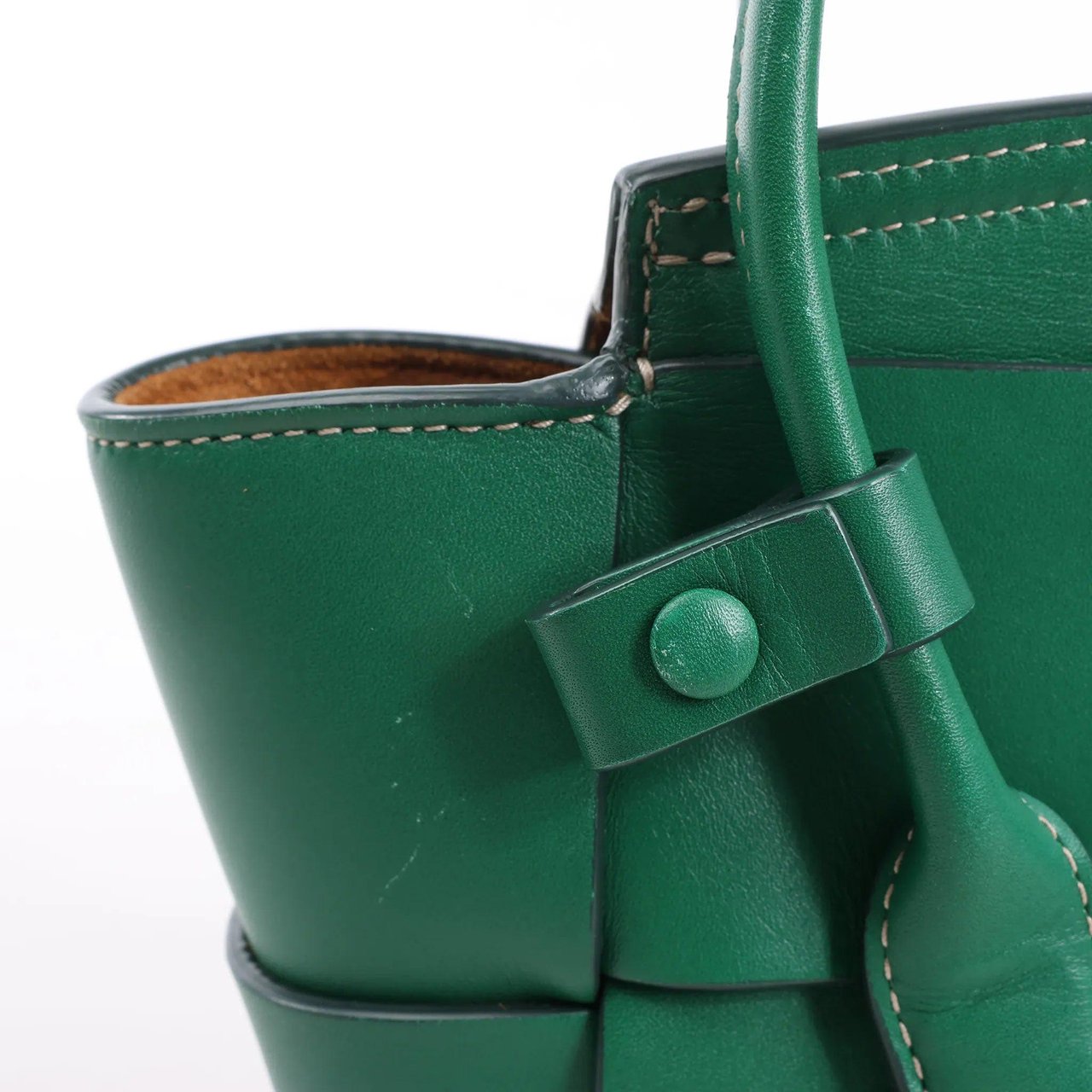 Bottega Veneta Bottega Veneta Arco Mini Leather Maxi Intrecciato 2Way Handbag in Green Groen