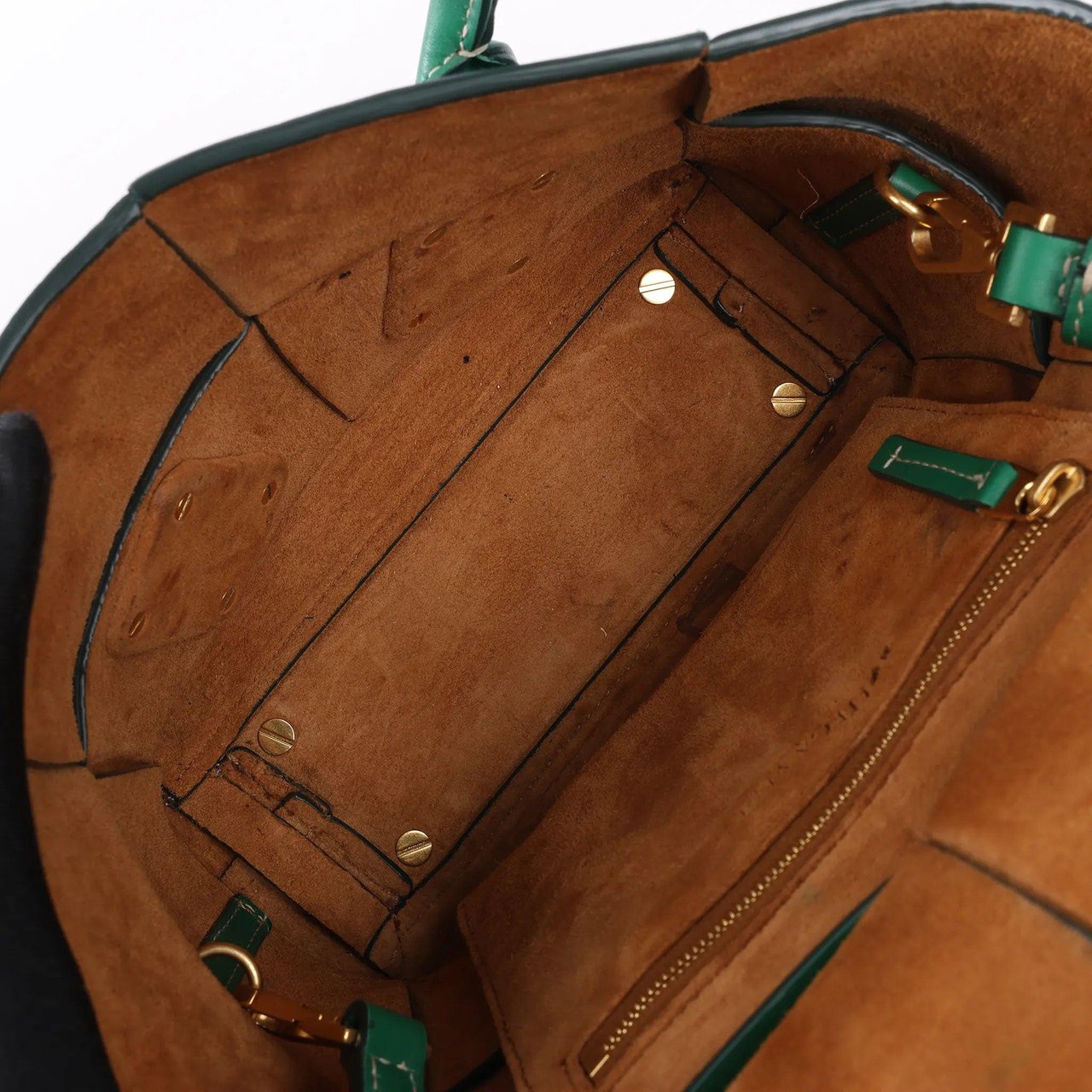 Bottega Veneta Bottega Veneta Arco Mini Leather Maxi Intrecciato 2Way Handbag in Green Groen