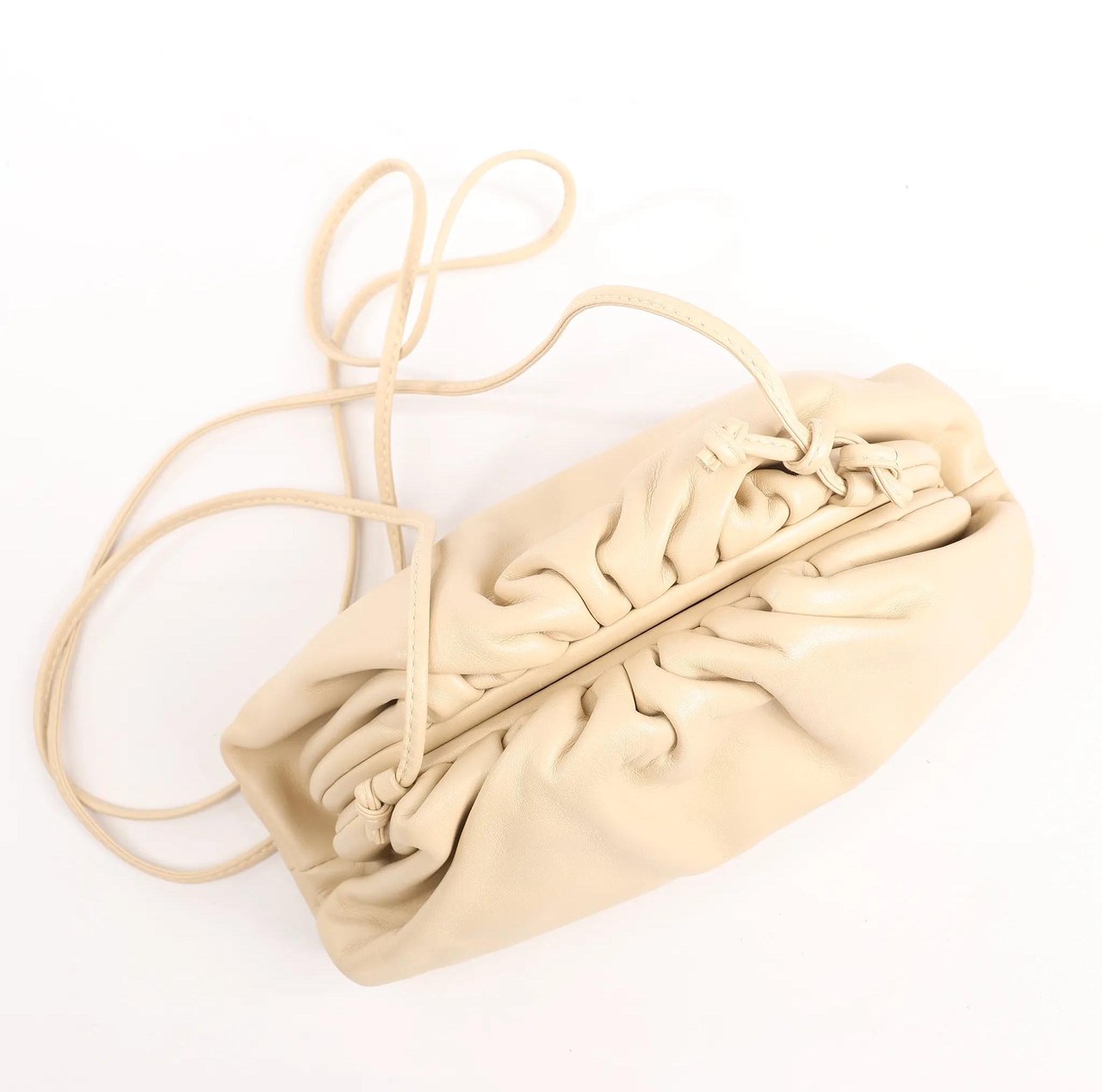 Bottega Veneta Bottega Veneta Mini The Pouch Leather Crossbody bag in Beige Beige