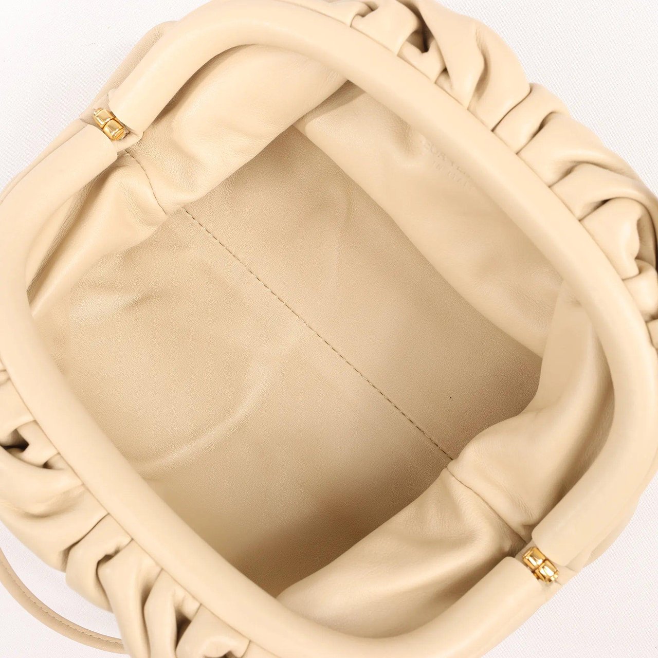 Bottega Veneta Bottega Veneta Mini The Pouch Leather Crossbody bag in Beige Beige