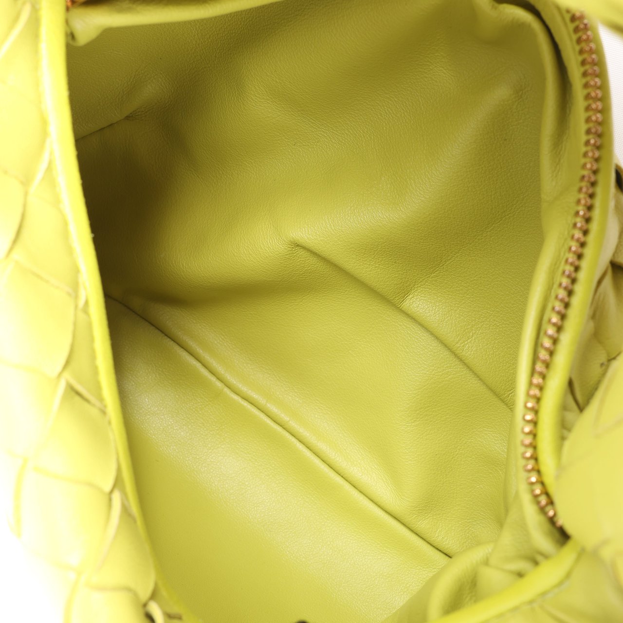 Bottega Veneta Bottega Veneta Intrecciato Mini Jodie Leather Handbag in Yellow-Green Groen