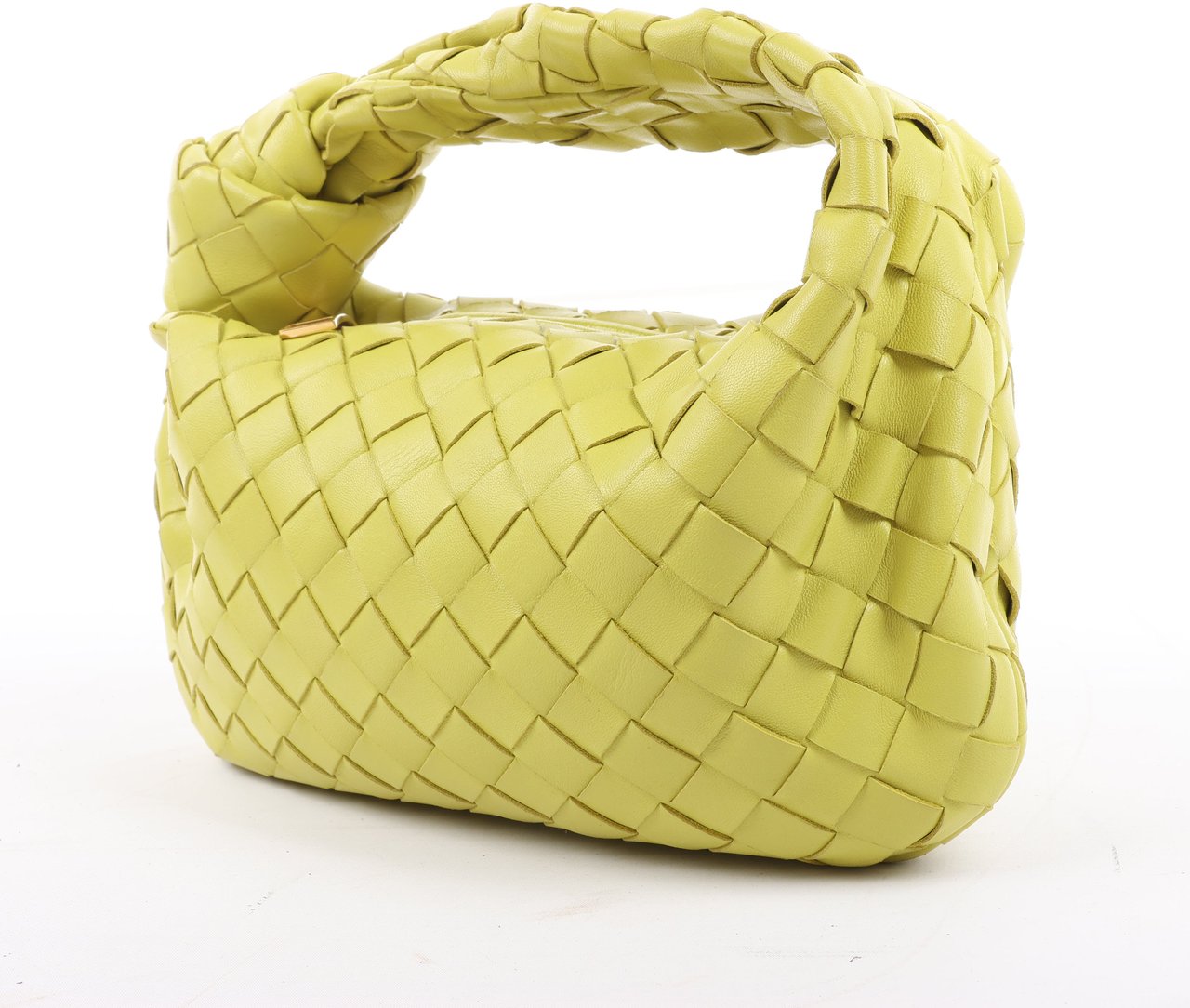Bottega Veneta Bottega Veneta Intrecciato Mini Jodie Leather Handbag in Yellow-Green Groen