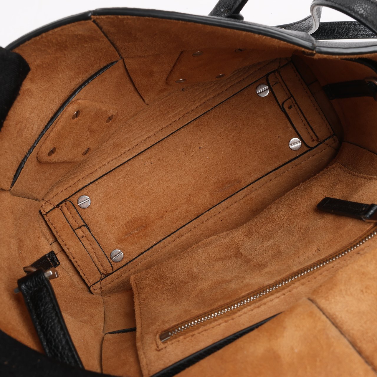 Bottega Veneta Bottega Veneta Arco Mini Leather Maxi Intrecciato 2Way Handbag in Black Zwart