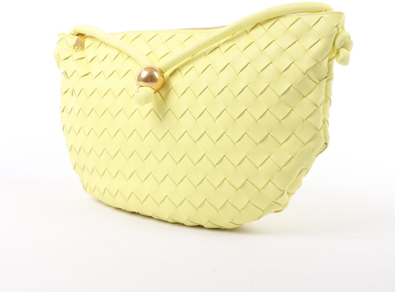 Bottega Veneta Bottega Veneta Intrecciato Medium Turns Pouch Leather Shoulder bag in Yellow Geel