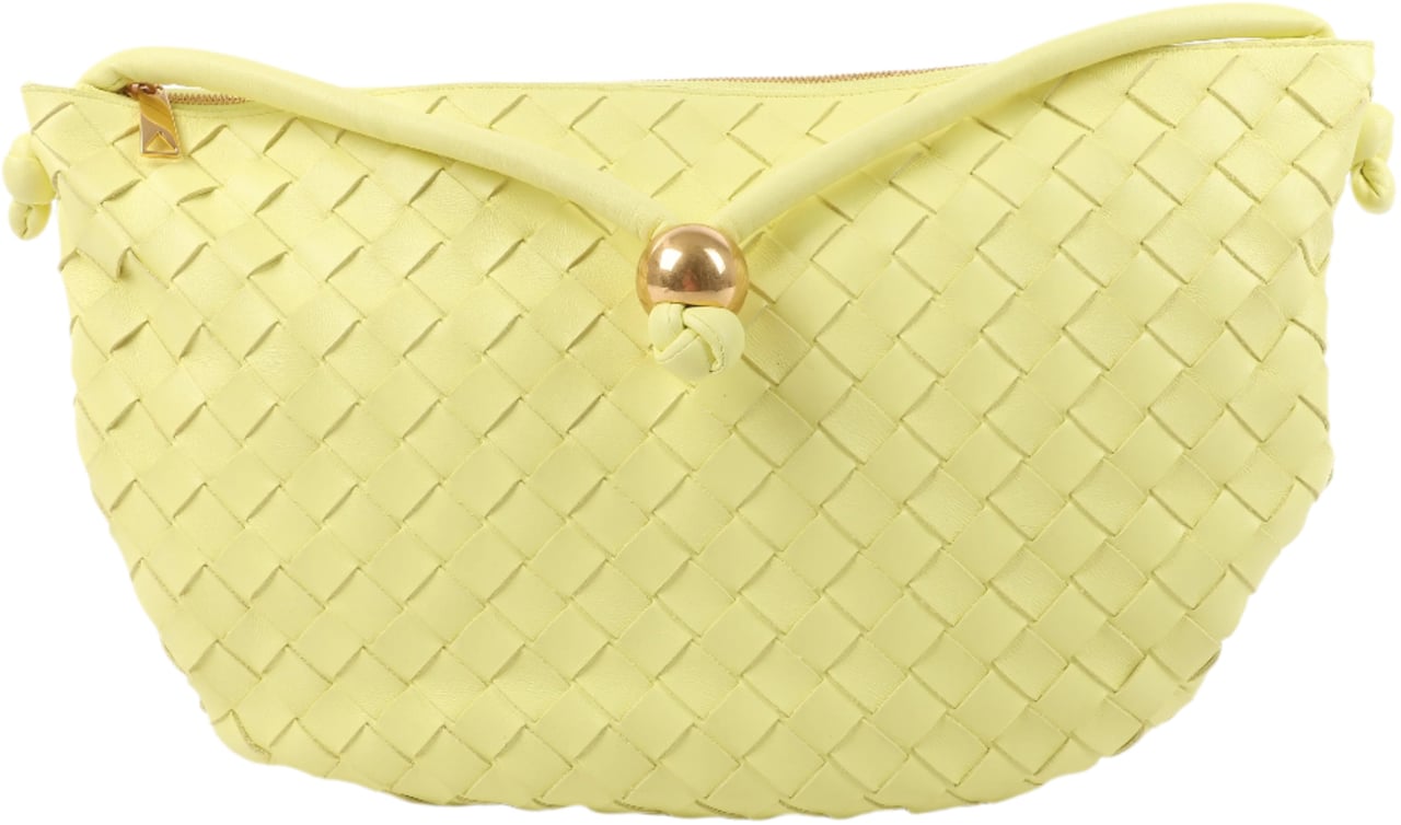 Bottega Veneta Bottega Veneta Intrecciato Medium Turns Pouch Leather Shoulder bag in Yellow Geel