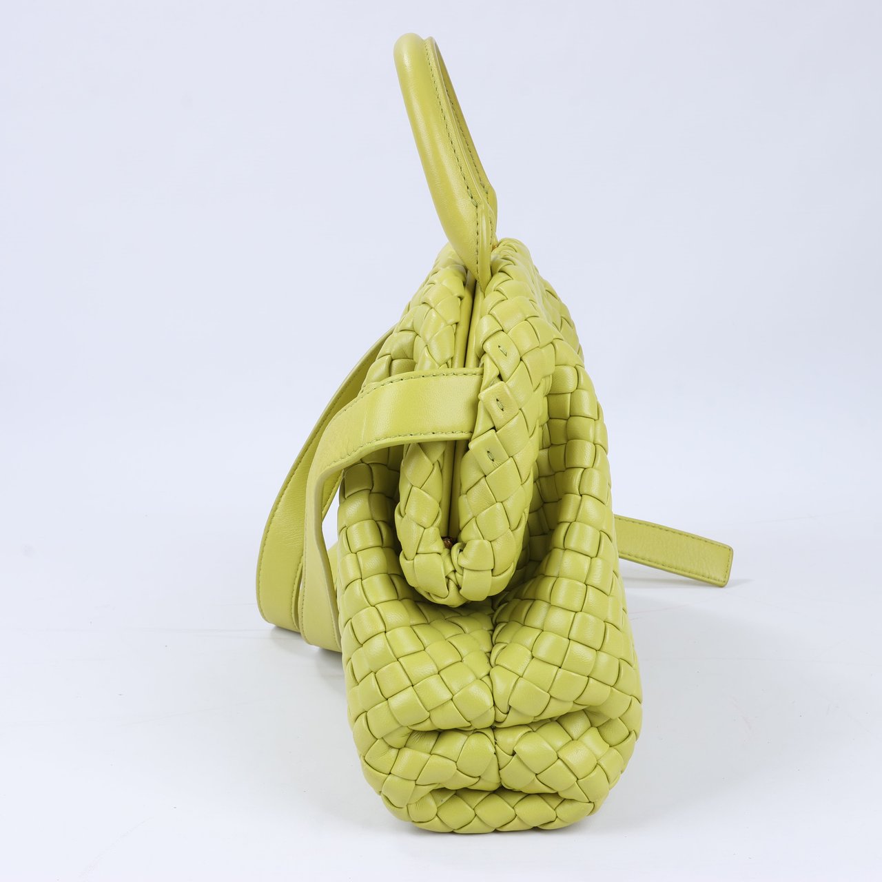 Bottega Veneta Bottega Veneta Intrecciato Small Leather 2Way Handbag in Yellowish Green Groen