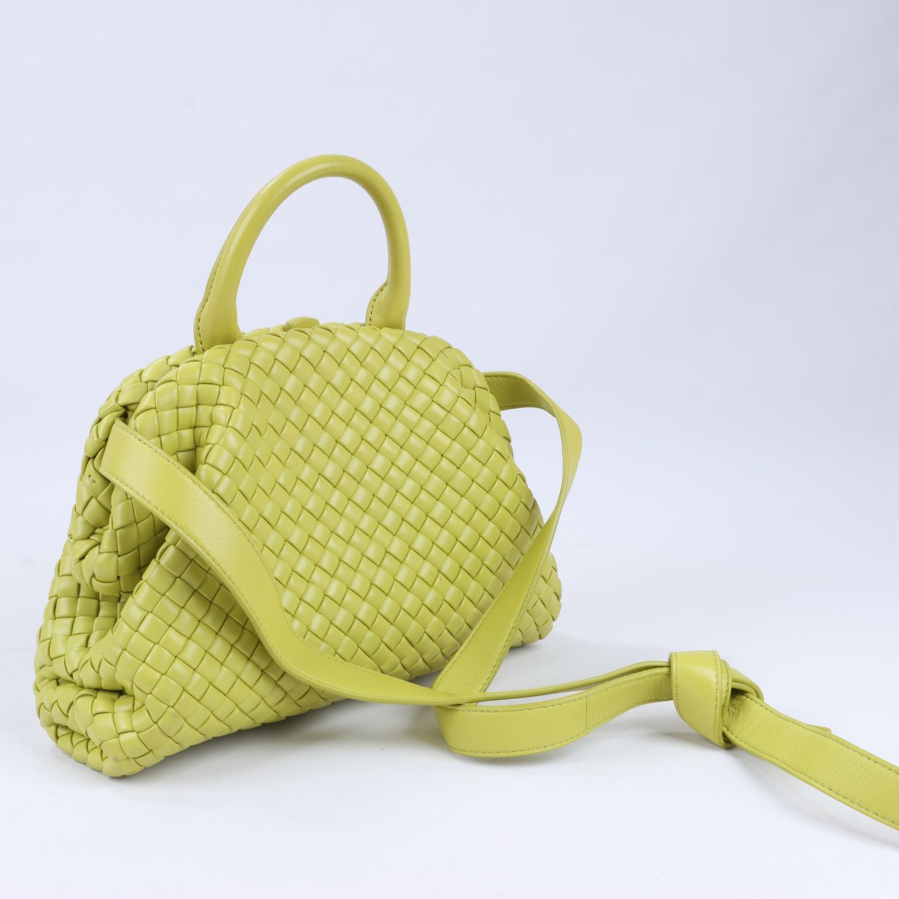 Bottega Veneta Bottega Veneta Intrecciato Small Leather 2Way Handbag in Yellowish Green Groen