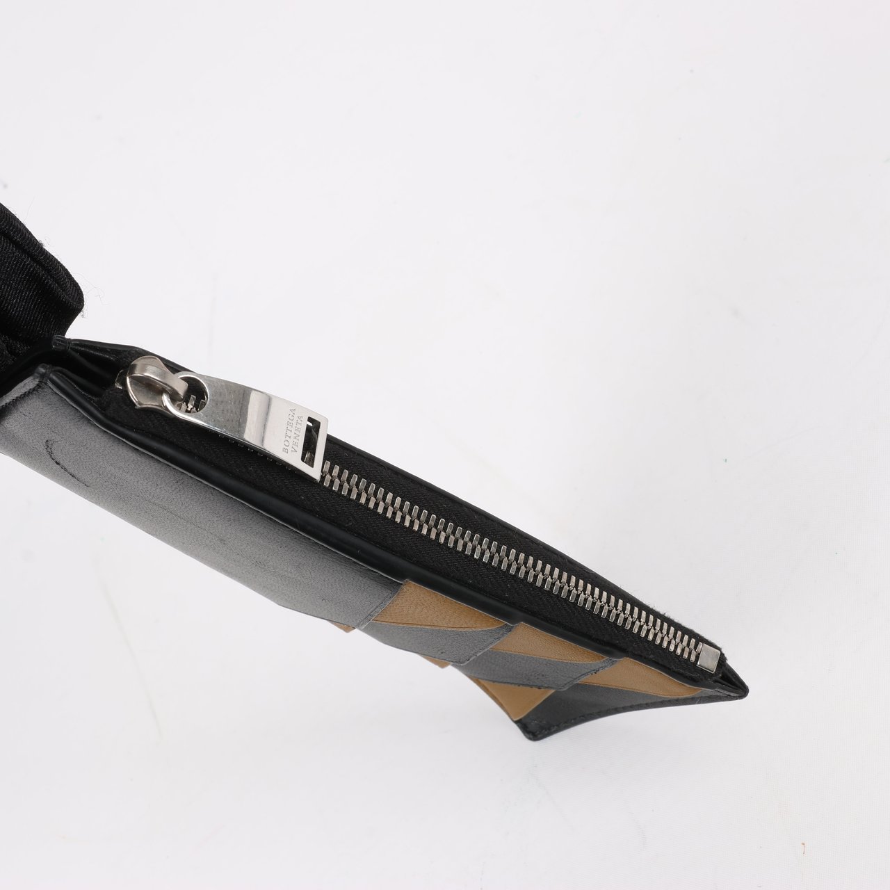 Bottega Veneta Bottega Veneta Leather Fragment Case in Black × Brown Divers