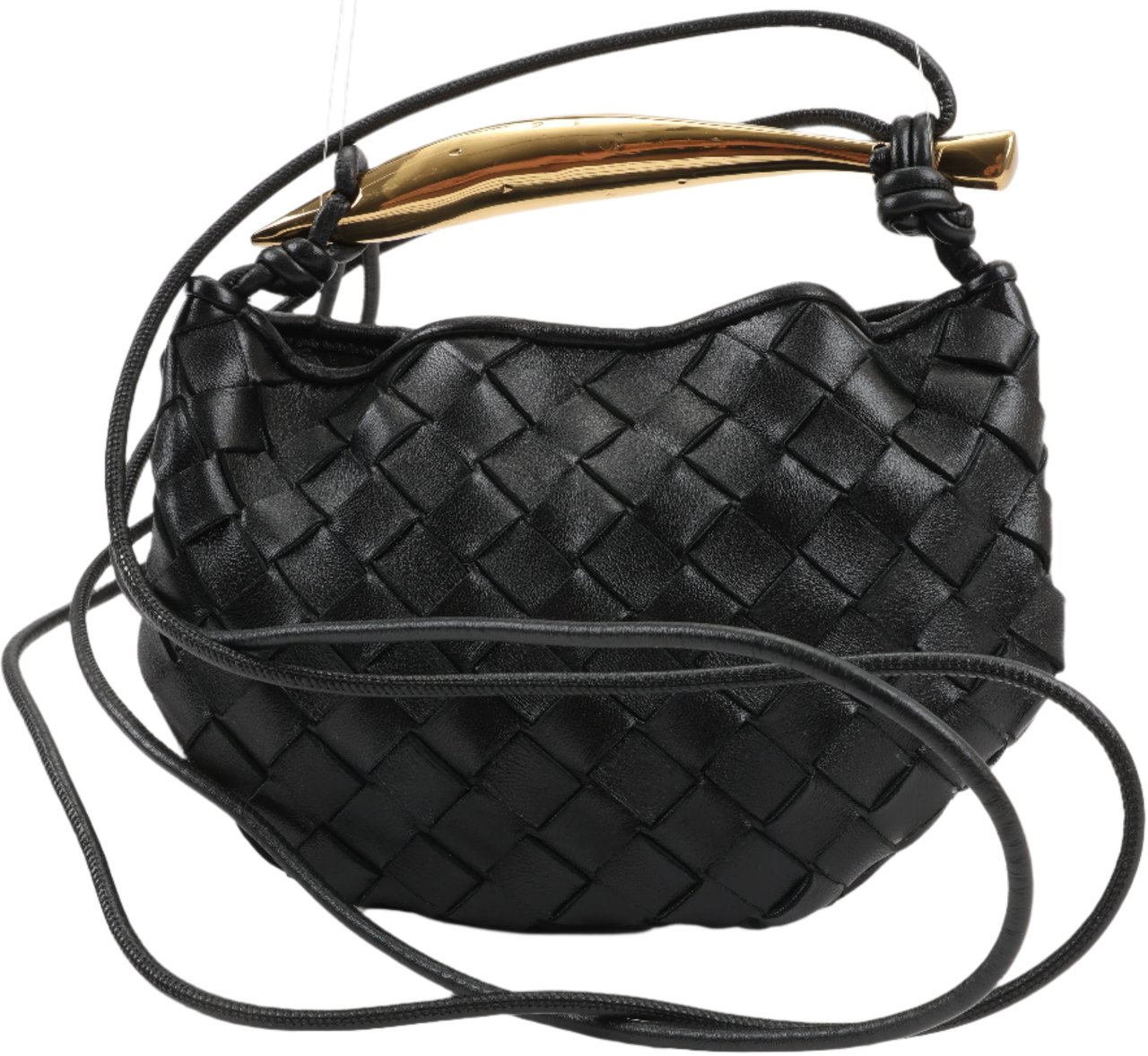Bottega Veneta Bottega Veneta Intrecciato Sardines Leather Shoulder Bag in Black Zwart