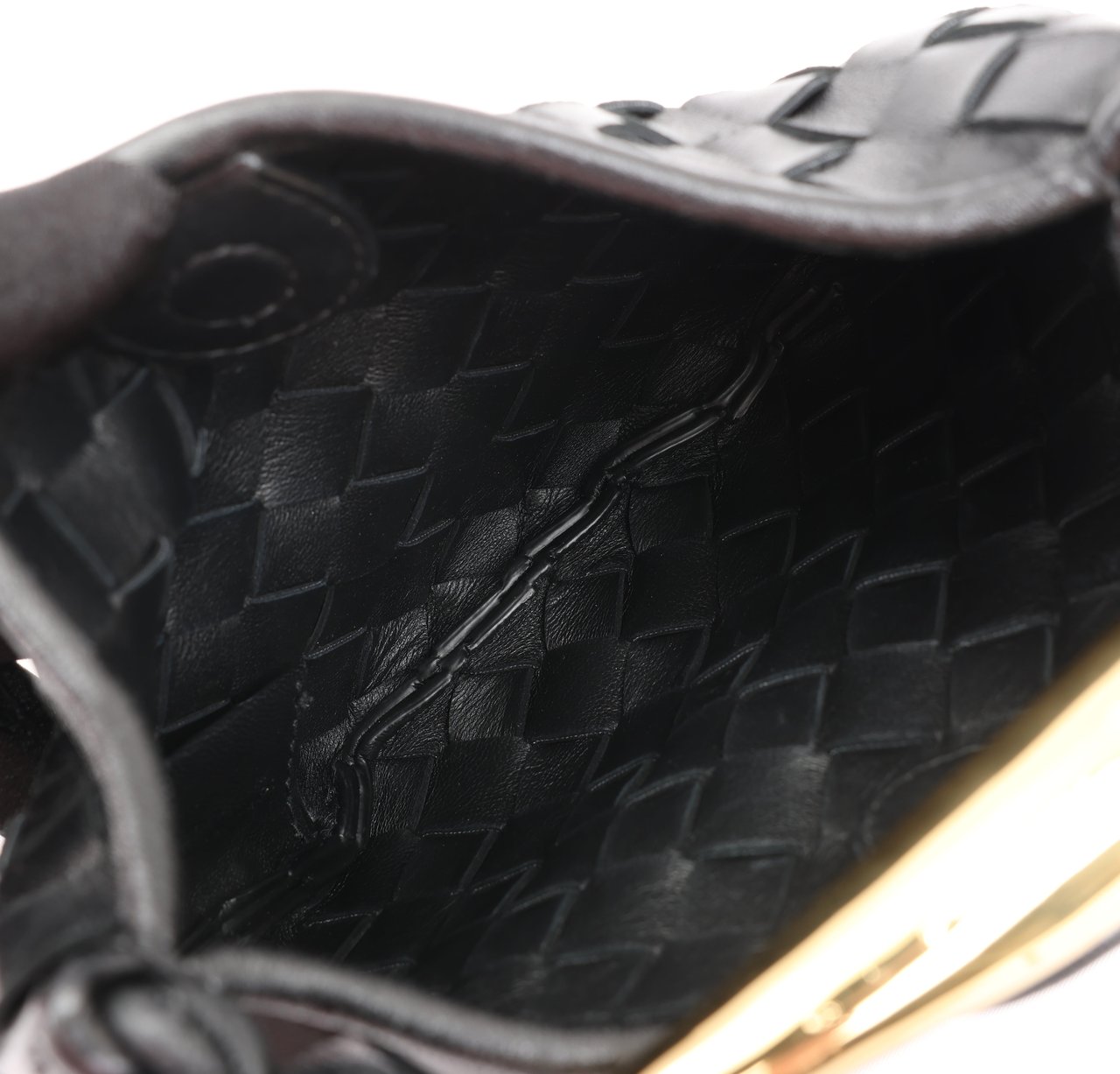 Bottega Veneta Bottega Veneta Intrecciato Sardines Leather Shoulder Bag in Black Zwart
