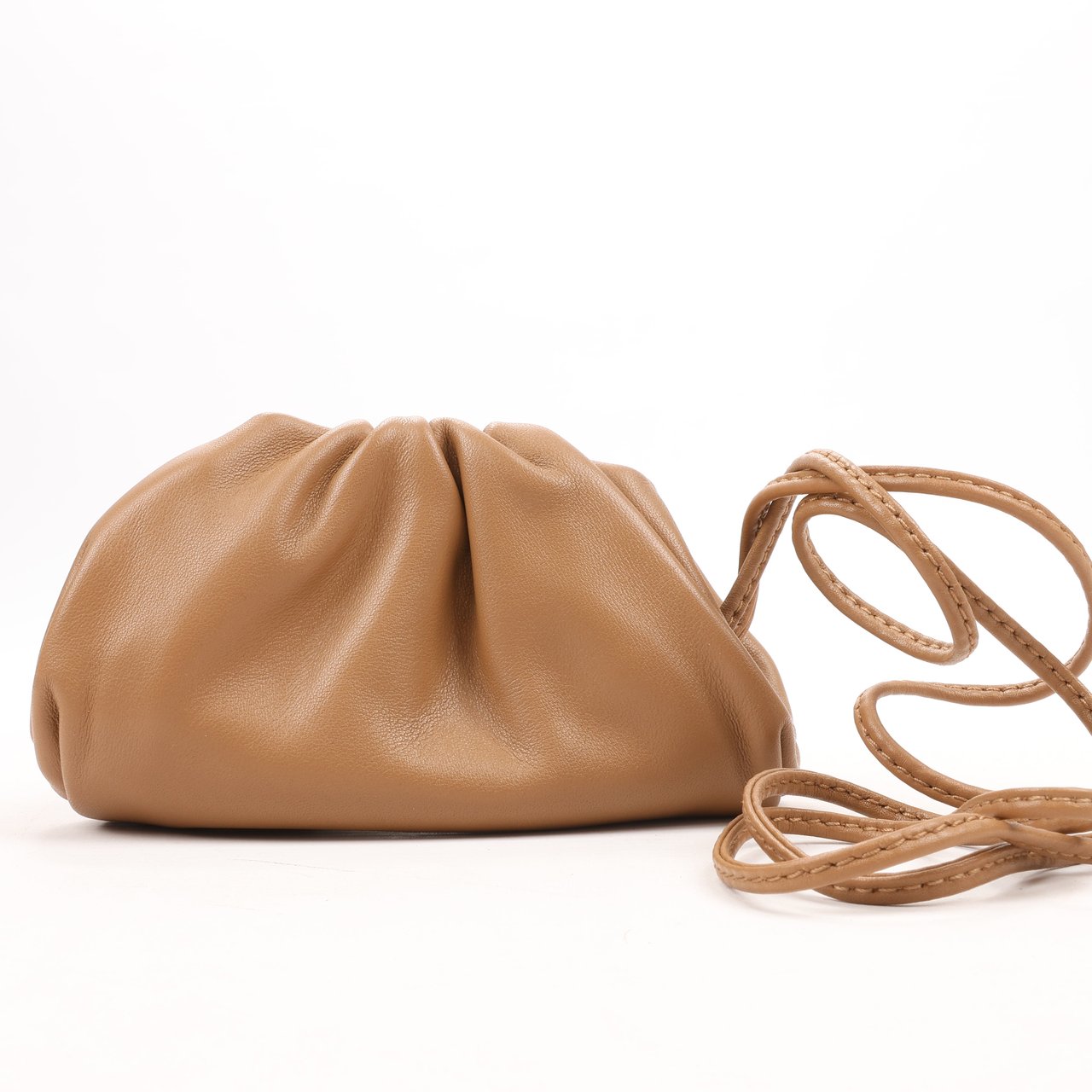 Bottega Veneta Bottega Veneta Micro The Pouch Leather Crossbody bag in Almond Bruin