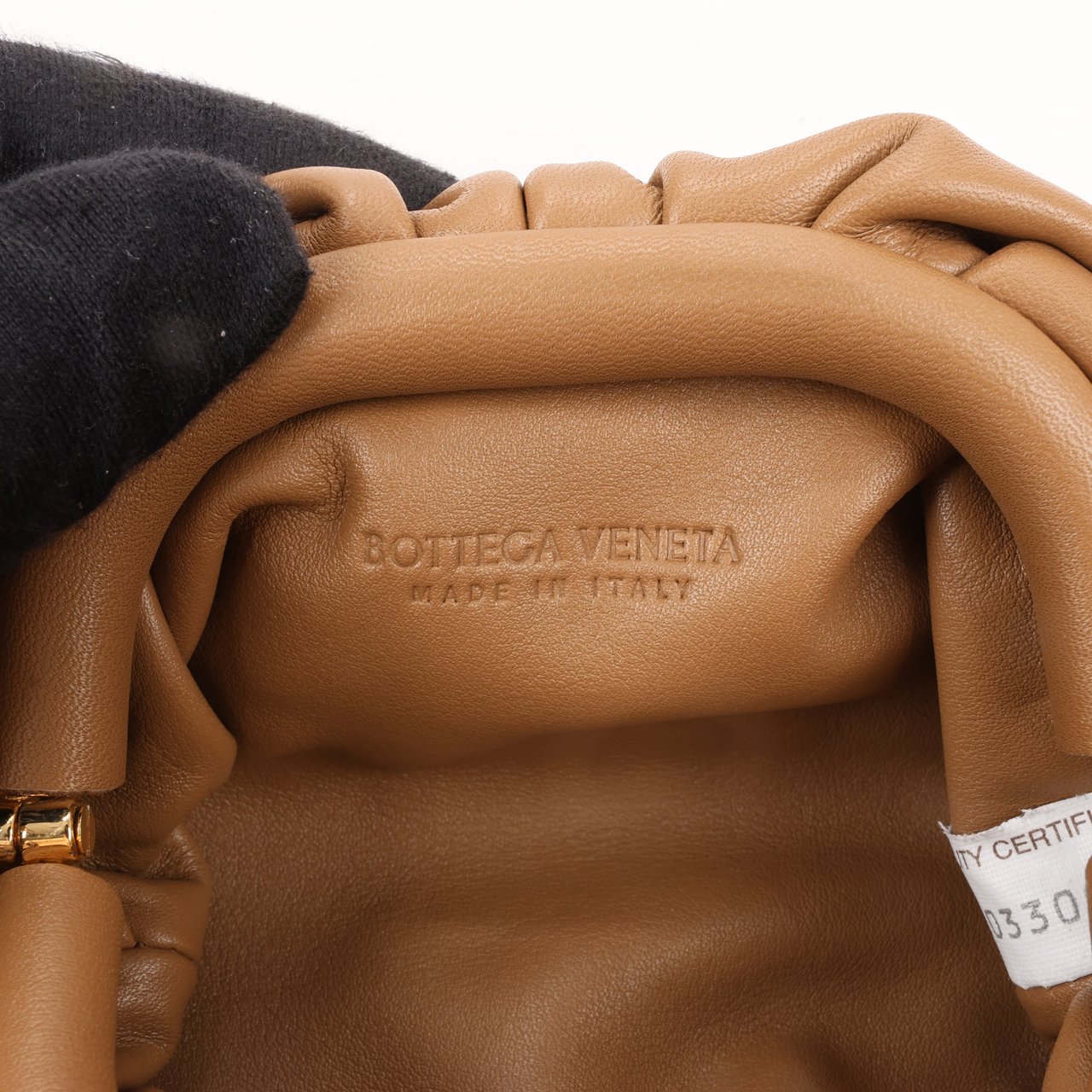 Bottega Veneta Bottega Veneta Micro The Pouch Leather Crossbody bag in Almond Bruin