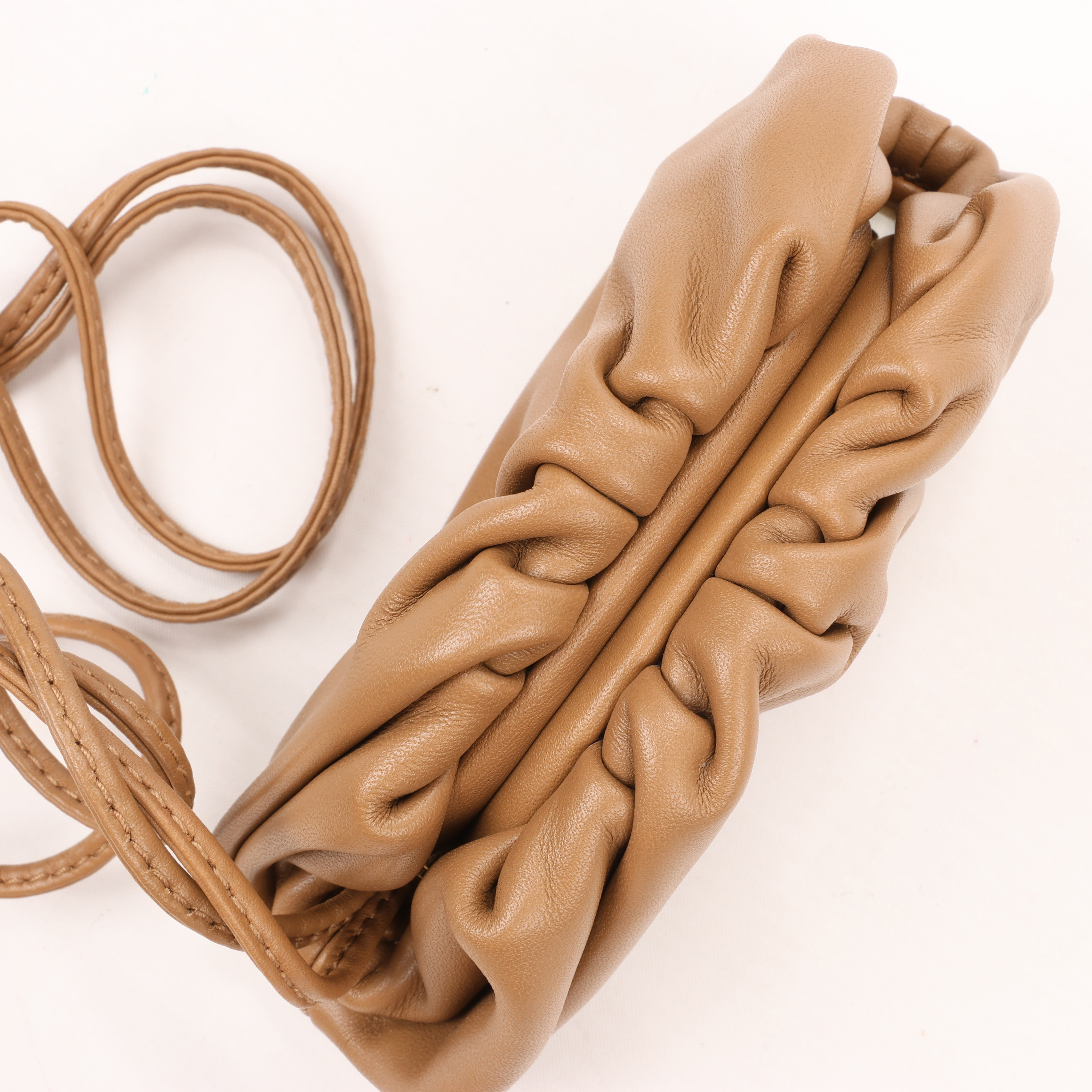 Bottega Veneta Bottega Veneta Micro The Pouch Leather Crossbody bag in Almond Bruin