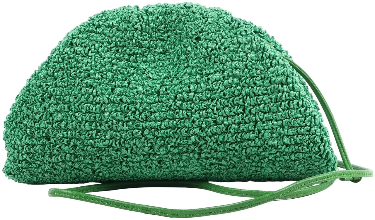 Bottega Veneta Bottega Veneta The Pouch Mini Raffia x Leather Crossbody bag in Green Groen